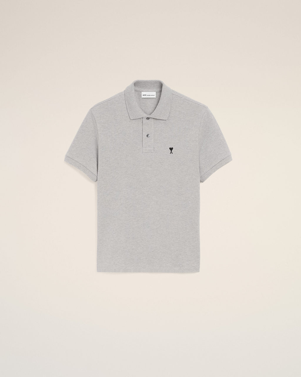 Grey Cotton Contrasted Ami De Coeur Polo Shirt
