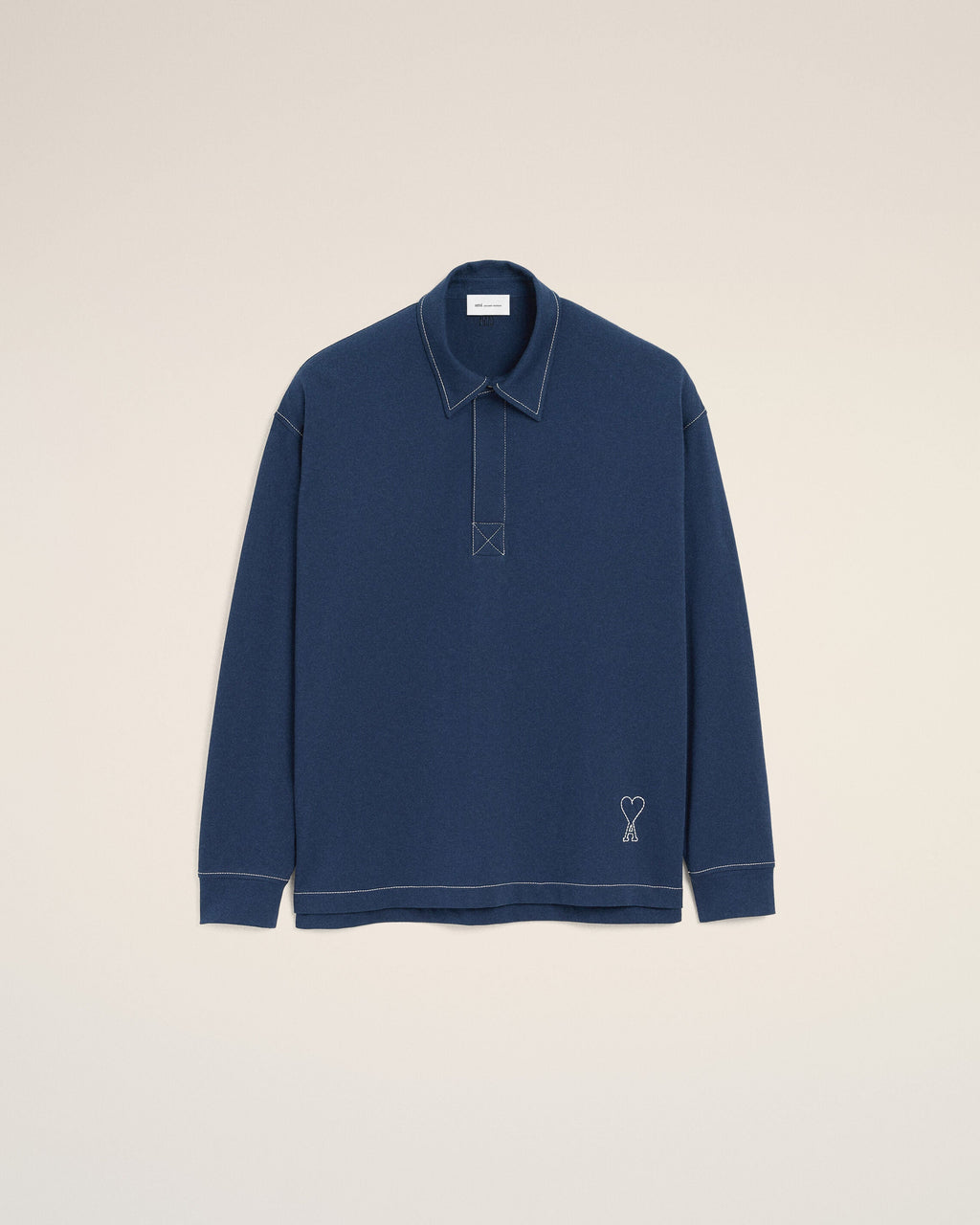 Blue Cotton Long Sleeves Ami De Coeur Polo