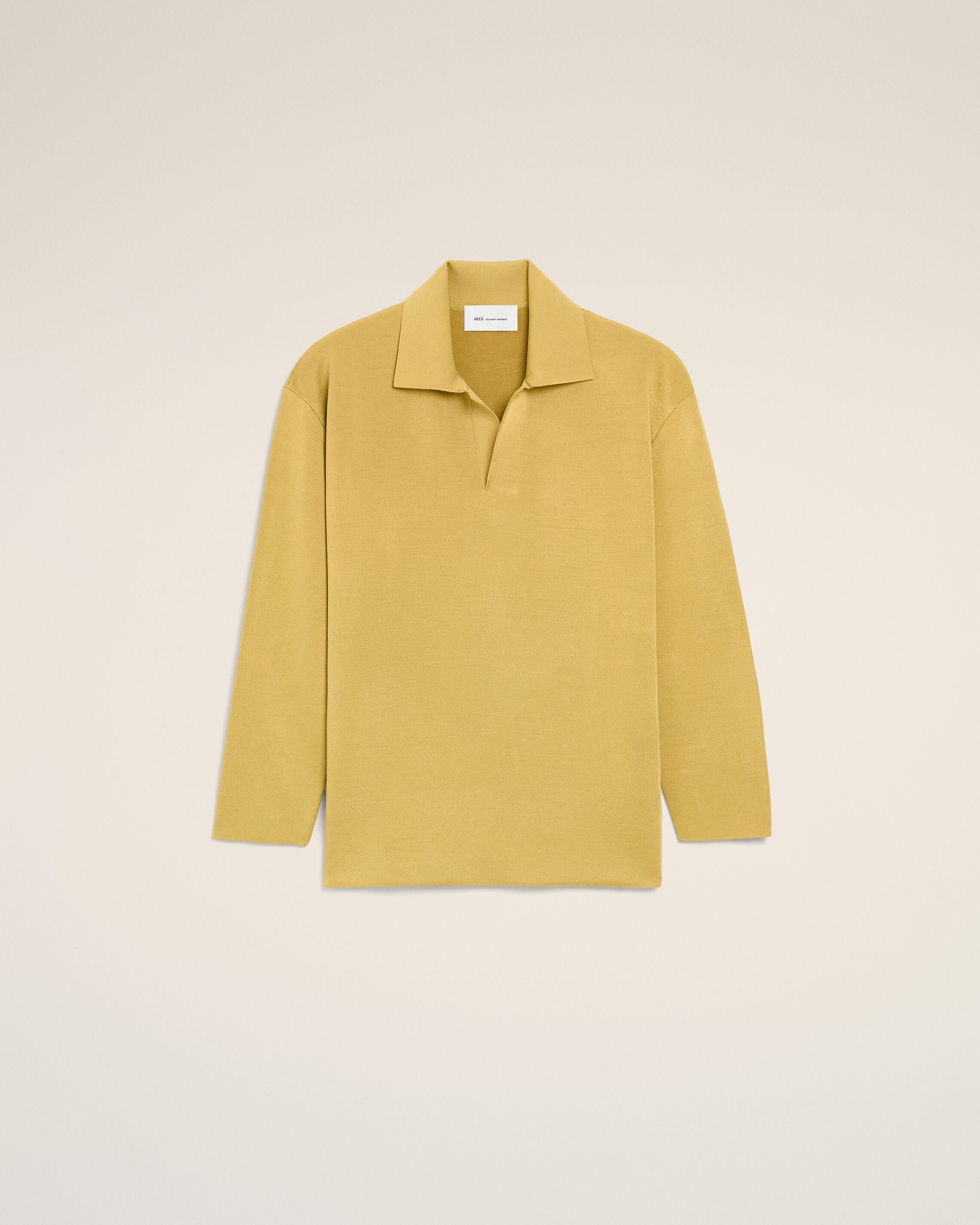 Yellow Wool Long Sleeves Polo
