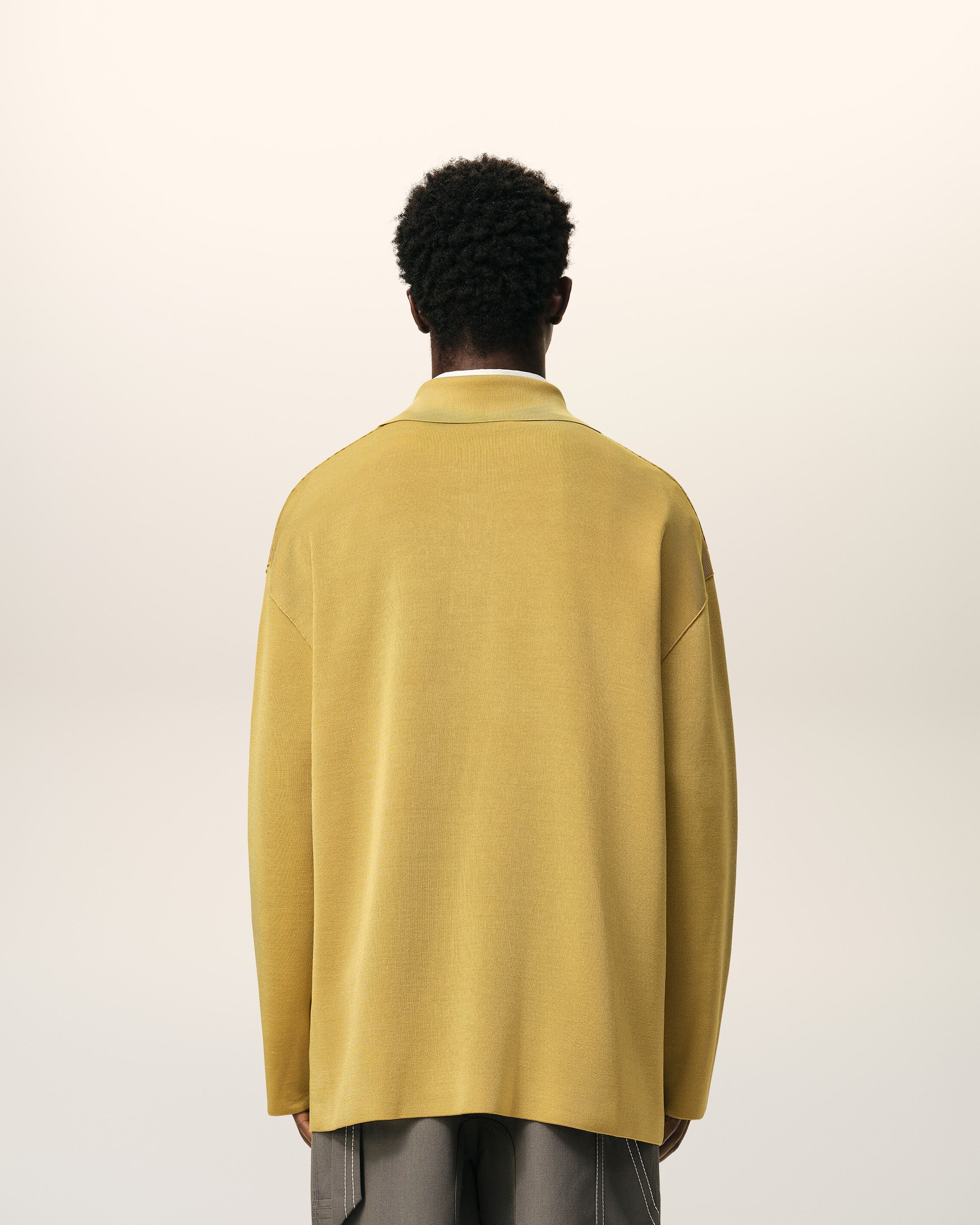 Yellow Wool Long Sleeves Polo
