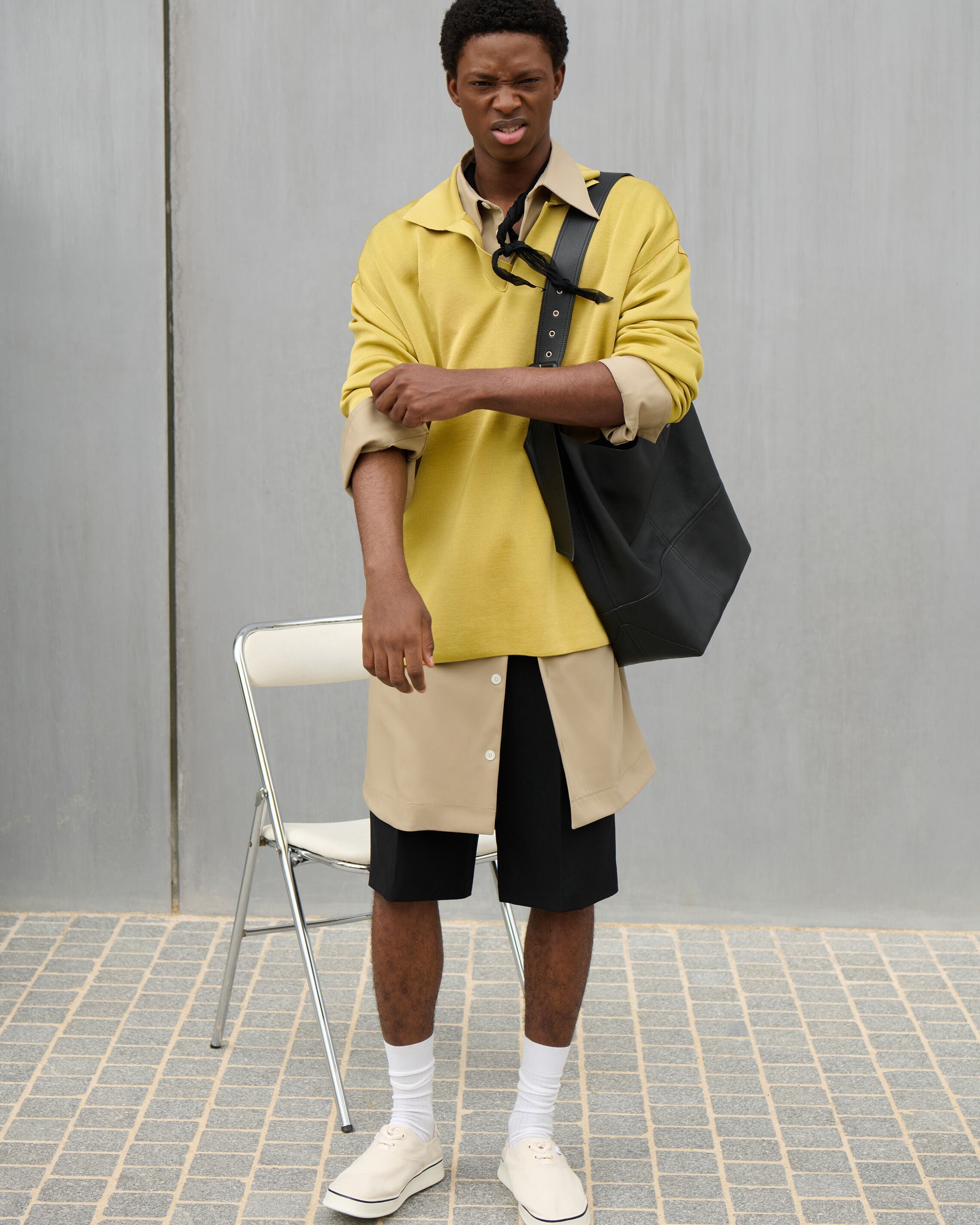 Yellow Wool Long Sleeves Polo