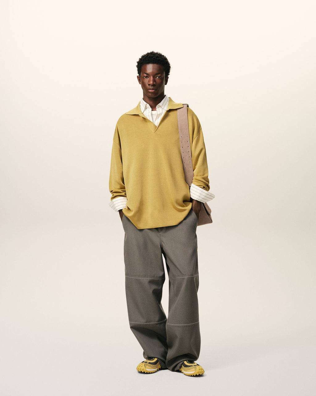 Yellow Wool Long Sleeves Polo
