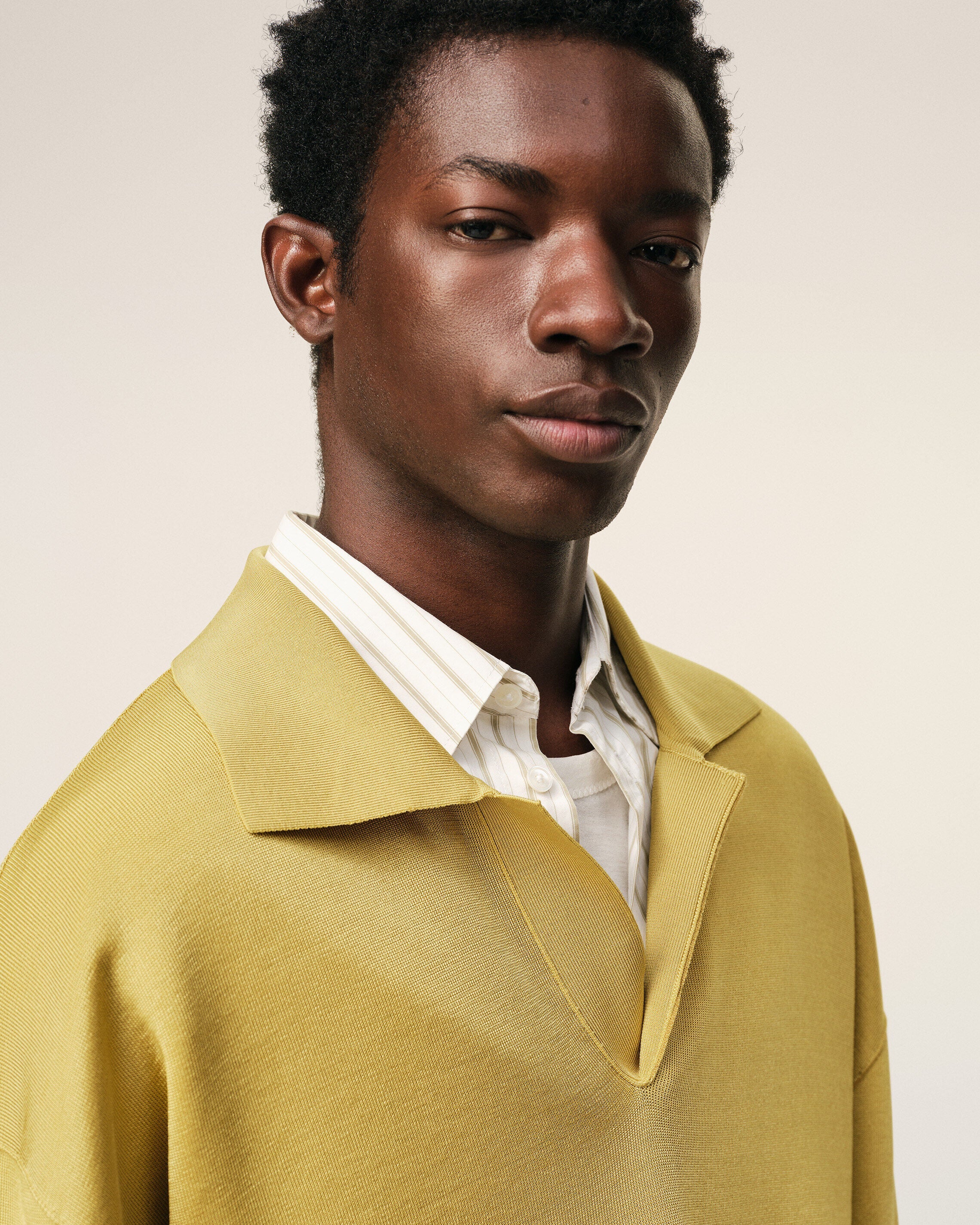Yellow Wool Long Sleeves Polo