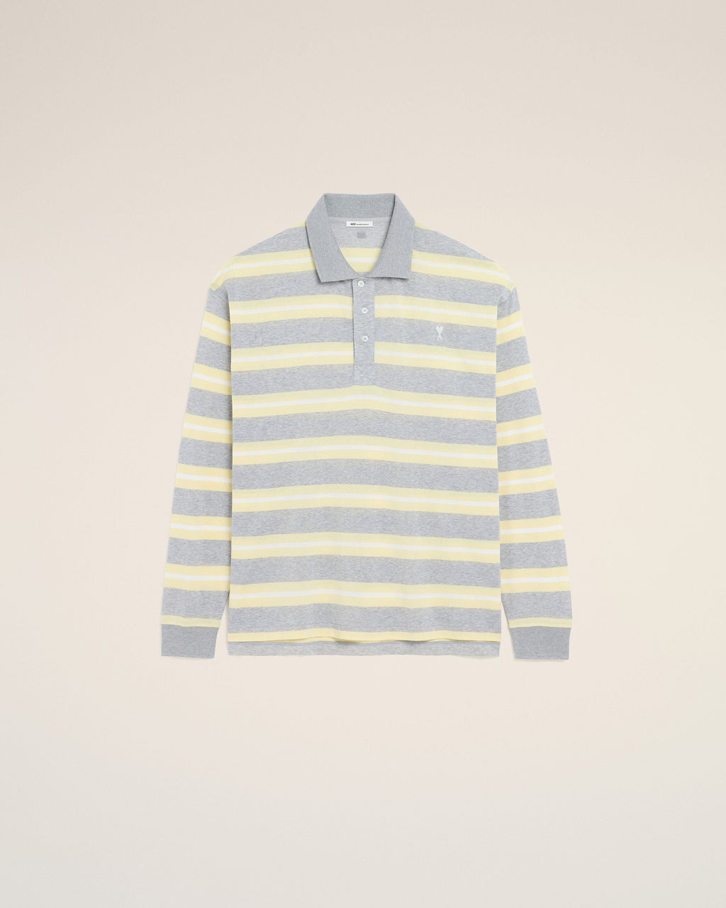 Grey And Yellow Strapped Cotton Polo