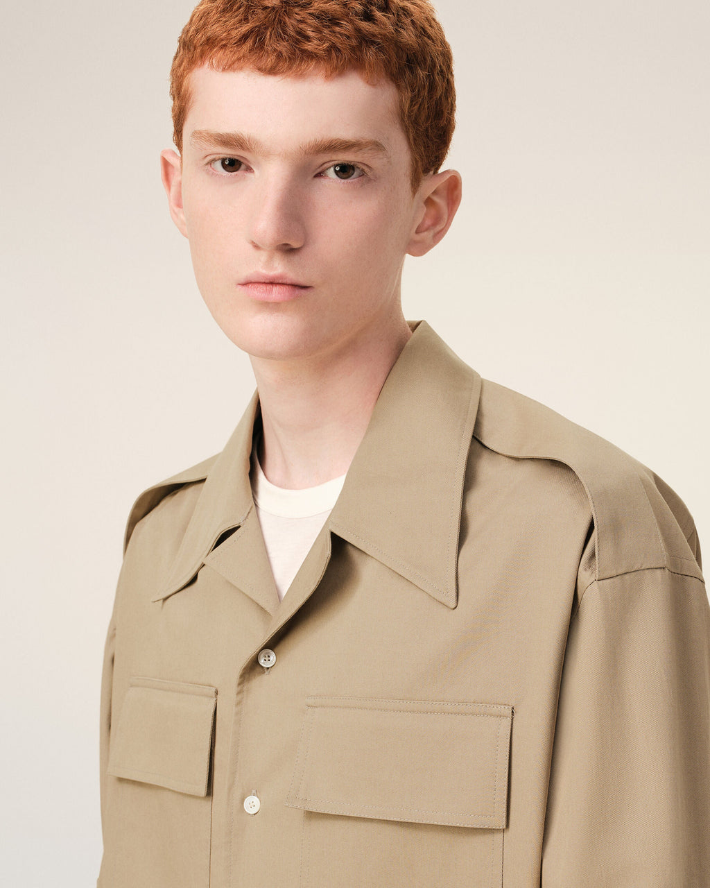 Beige Cotton Saharienne Shirt