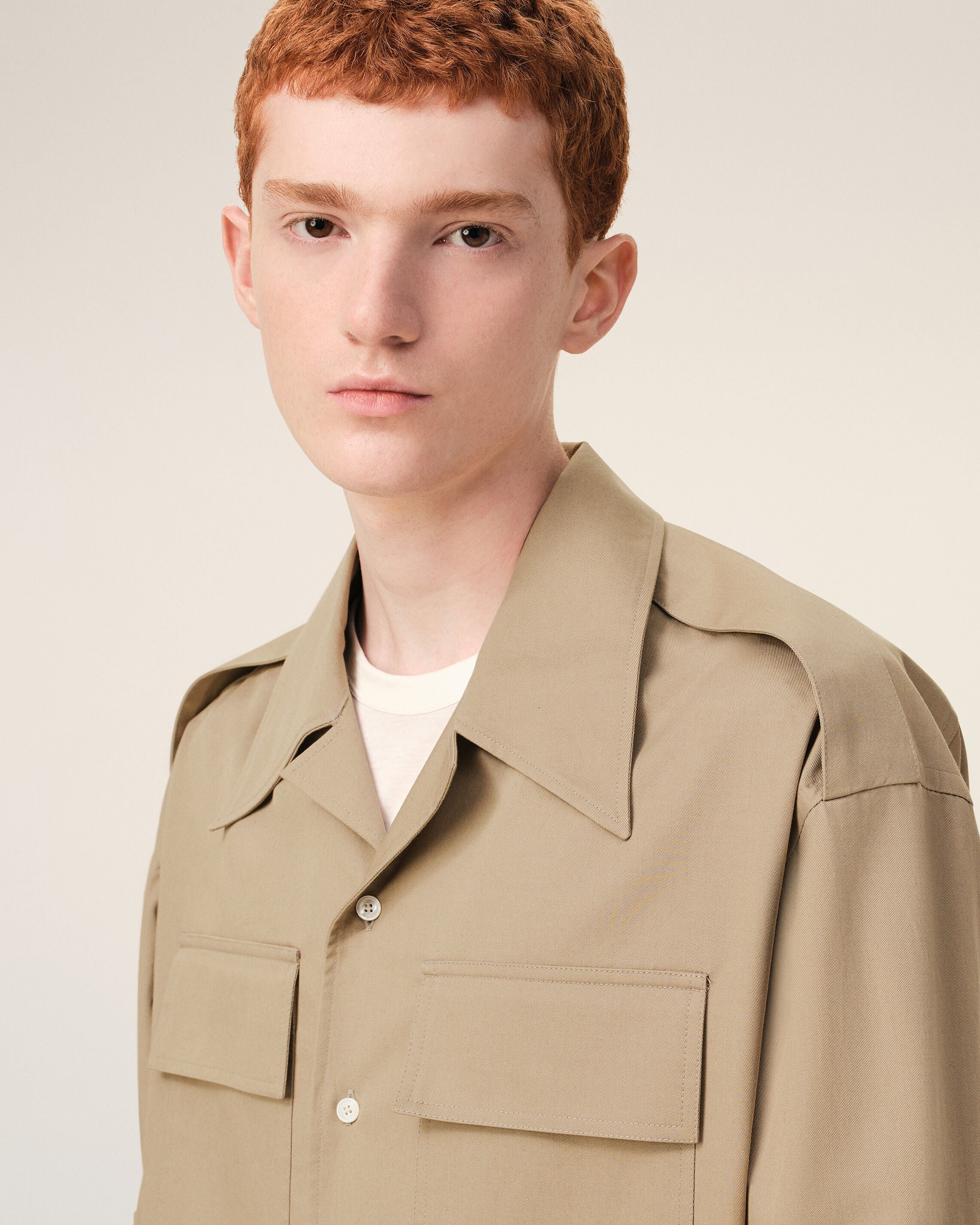 Beige Cotton Saharienne Shirt
