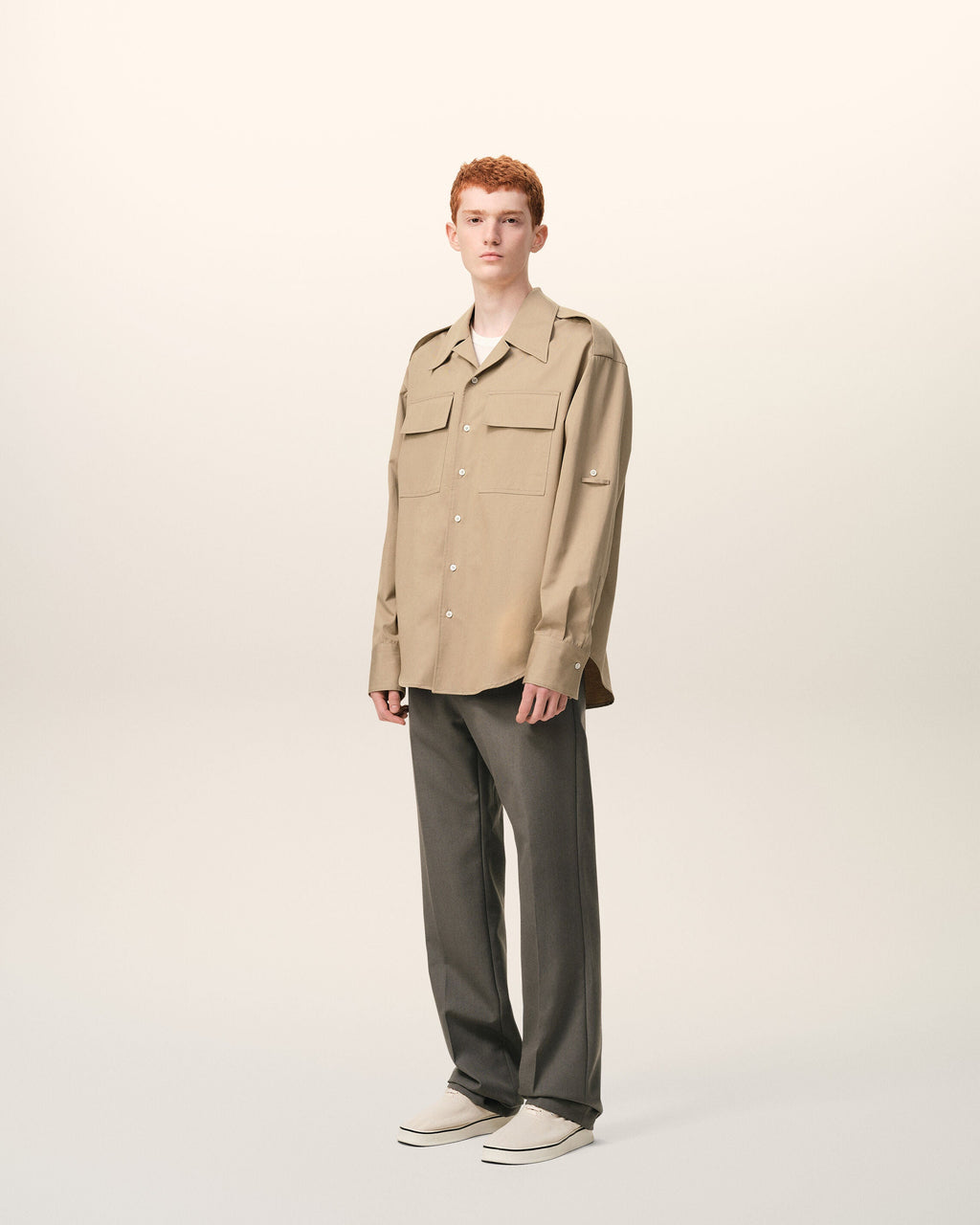 Beige Cotton Saharienne Shirt