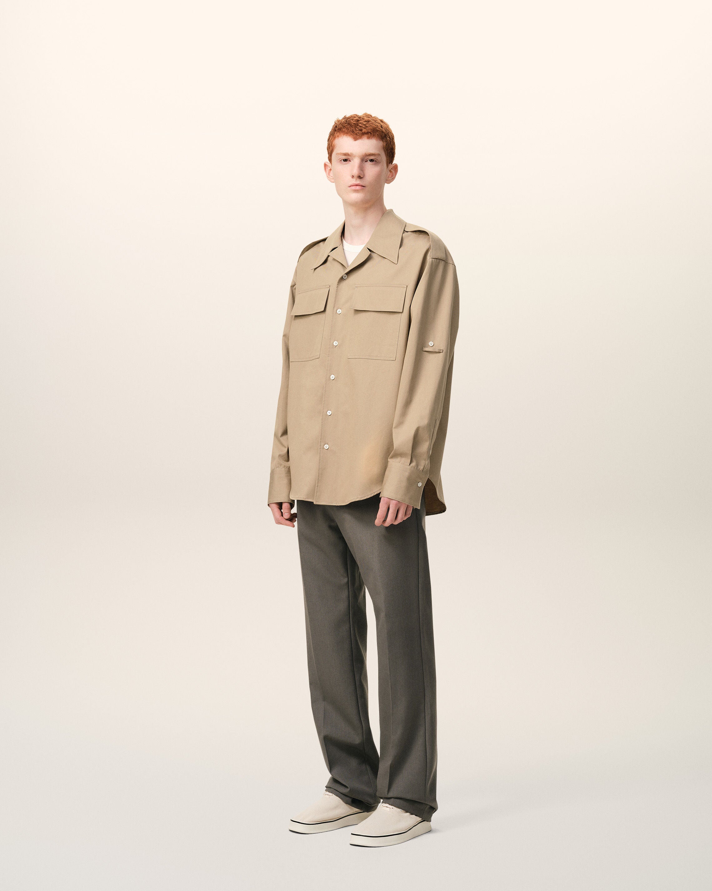 Beige Cotton Saharienne Shirt