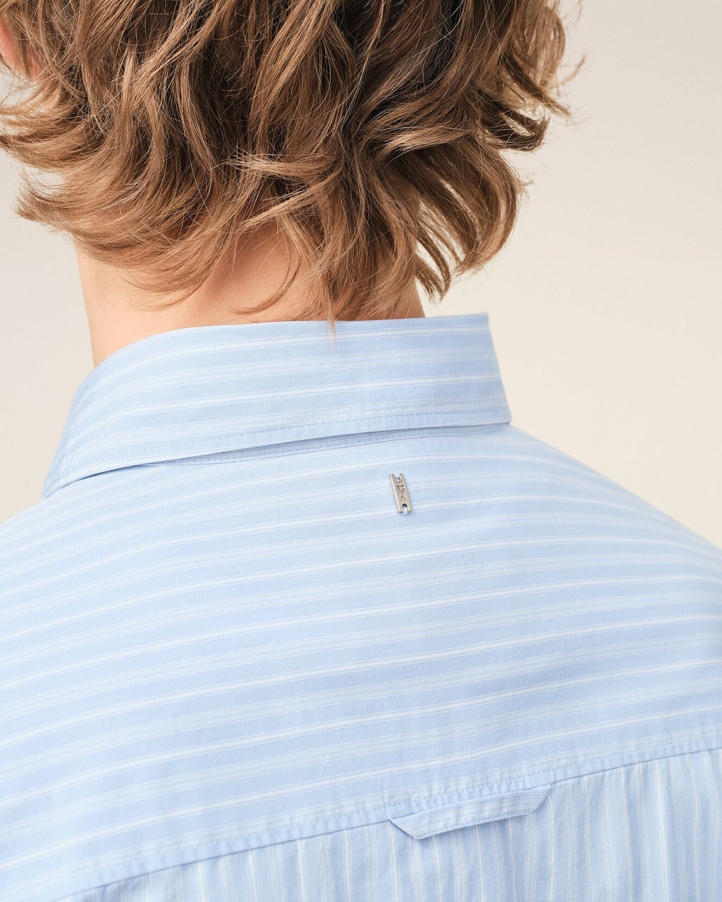 Blue Cotton Long Sleeve Ruffled Adjusted Shirt