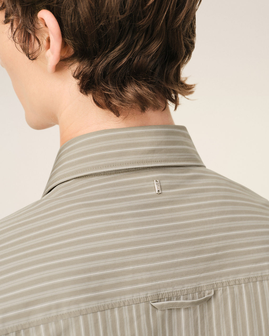 Beige Cotton Long Sleeve Ruffled Adjusted Shirt