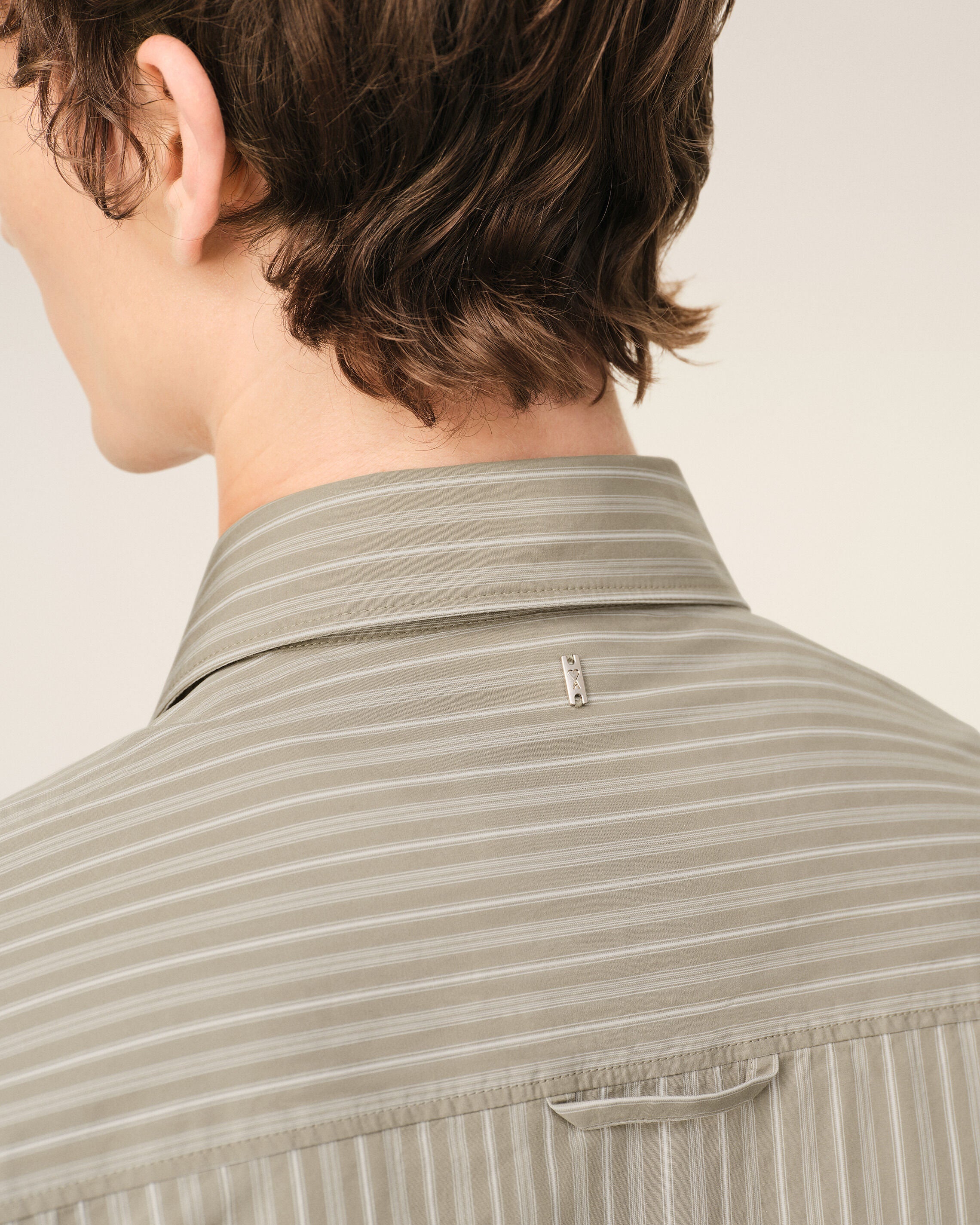 Beige Cotton Long Sleeve Ruffled Adjusted Shirt