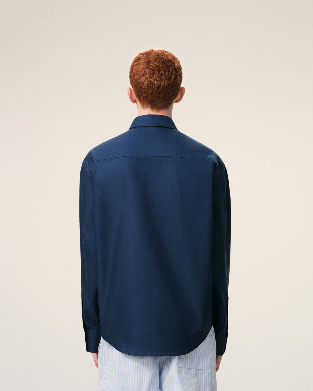 Blue Cotton Boxy Embroidered Ami De Coeur Shirt