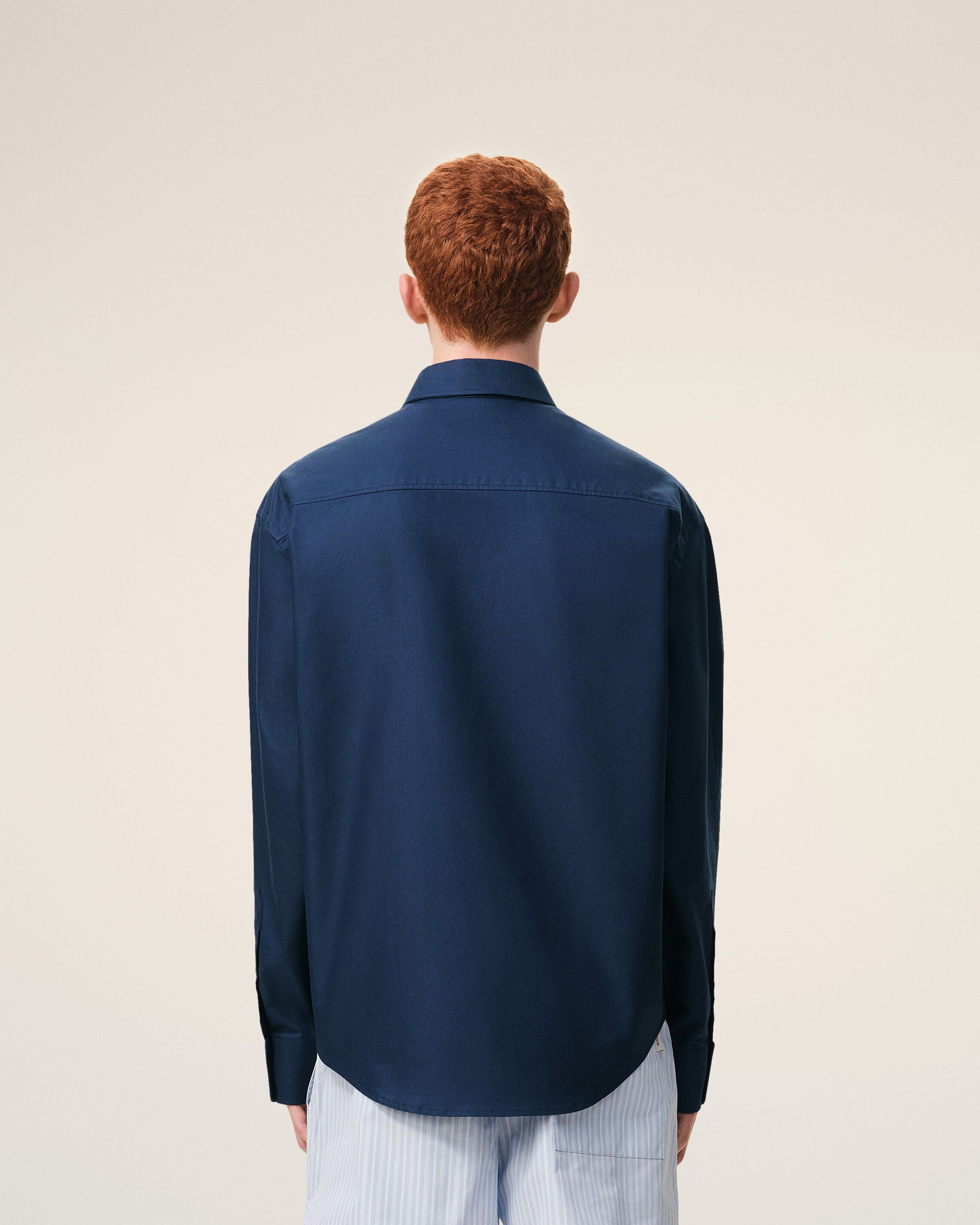 Blue Cotton Boxy Embroidered Ami De Coeur Shirt