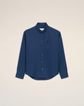 Blue Cotton Boxy Embroidered Ami De Coeur Shirt