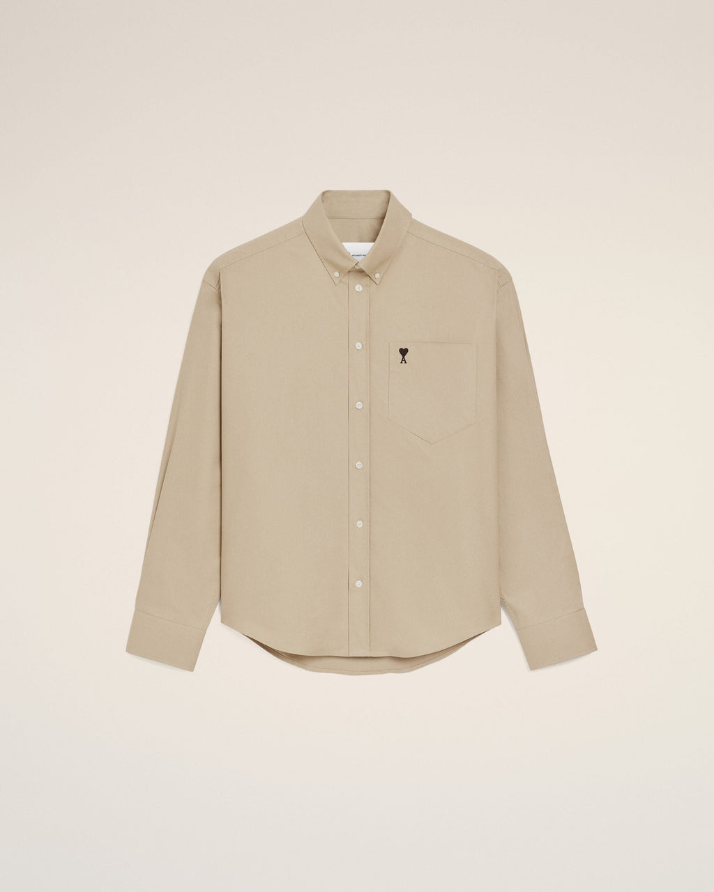 Beige Cotton Boxy Embroidered Ami De Coeur Shirt