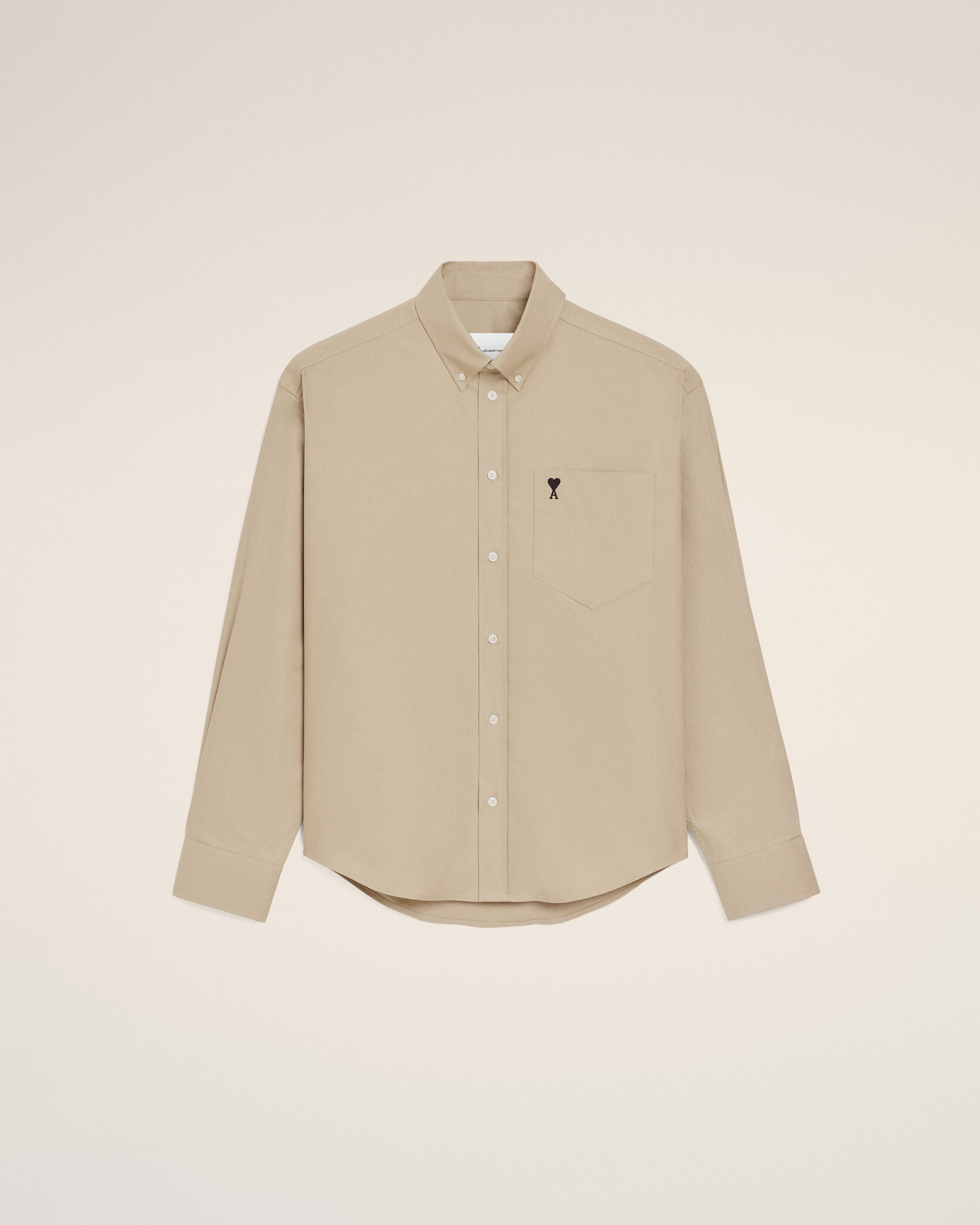 Beige Cotton Boxy Embroidered Ami De Coeur Shirt