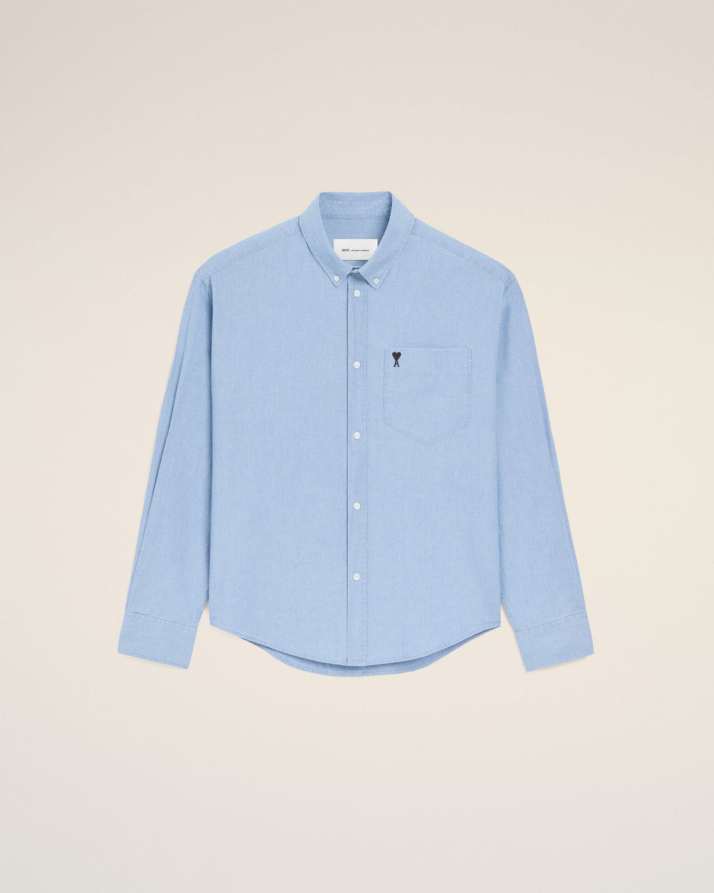 Blue Cotton Boxy Embroidered Ami De Coeur Shirt
