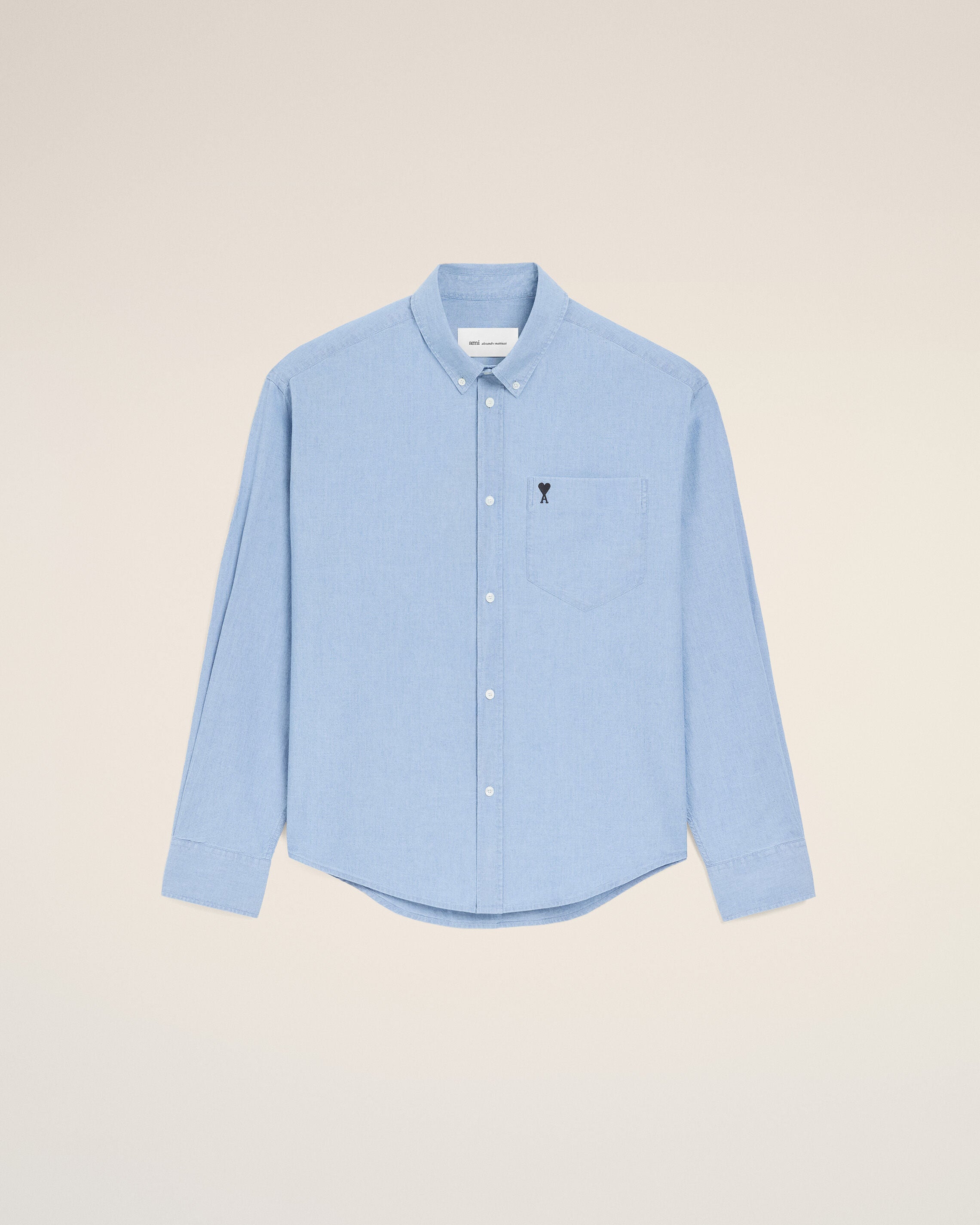 Blue Cotton Boxy Embroidered Ami De Coeur Shirt