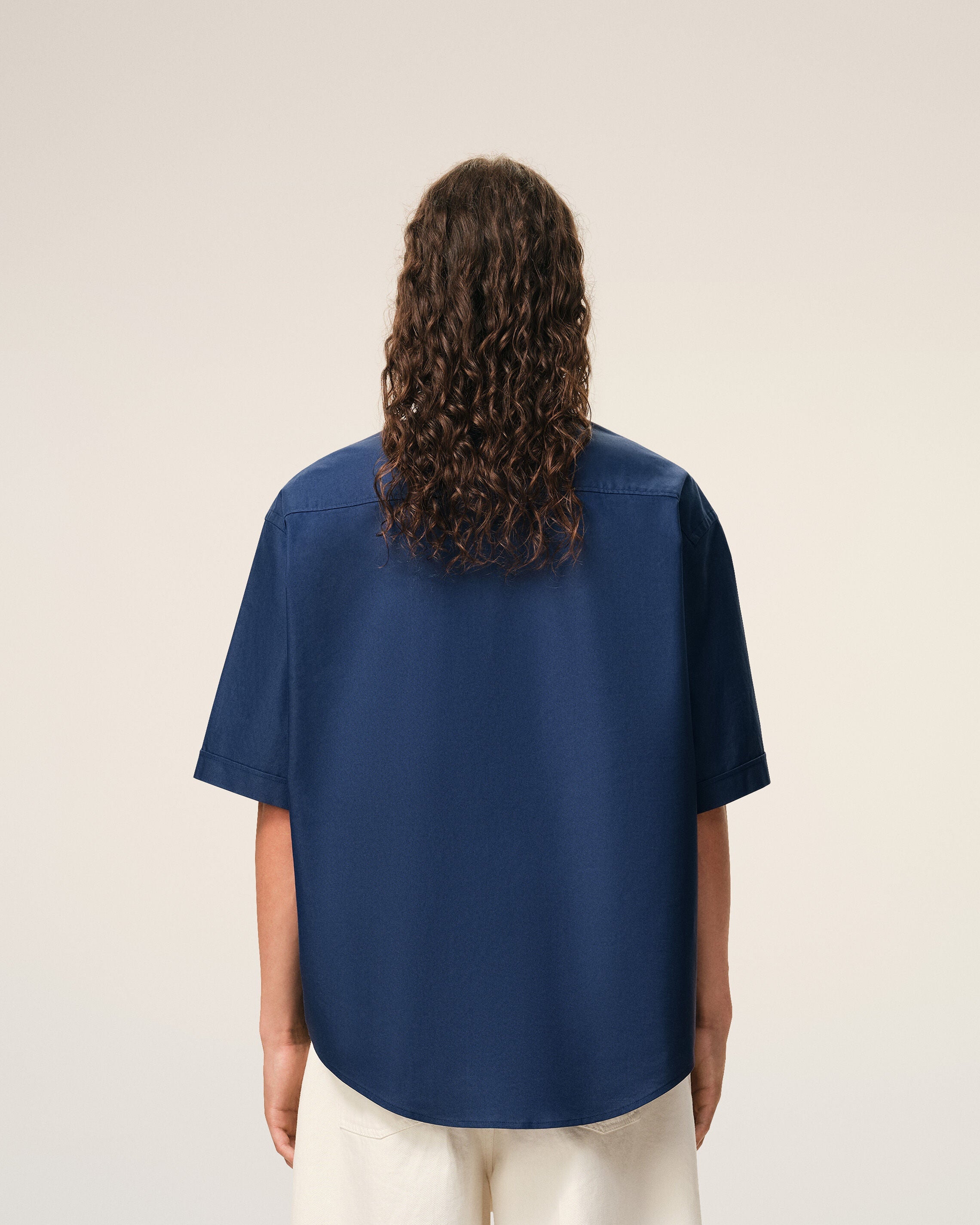 Blue Cotton Boxy Embroidered Ami De Coeur