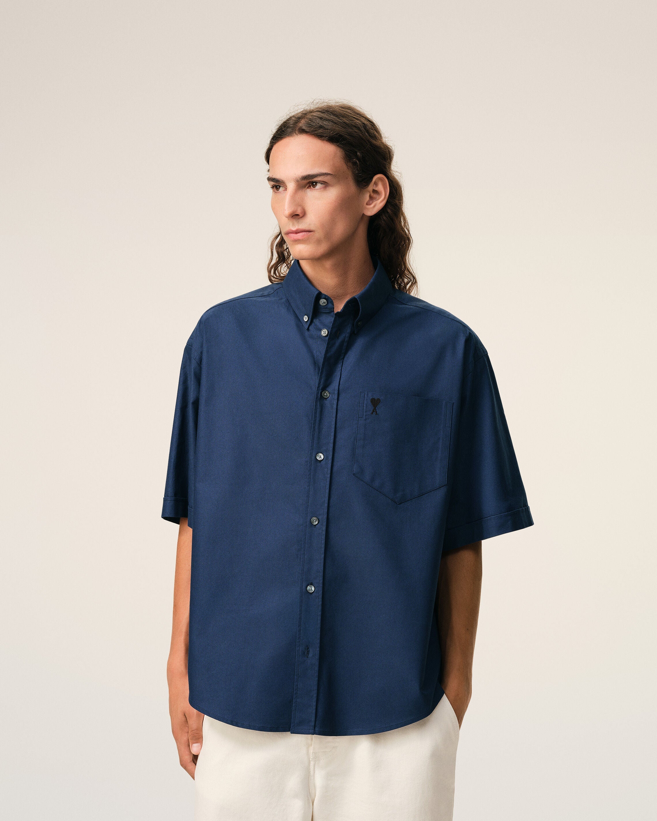 Blue Cotton Boxy Embroidered Ami De Coeur