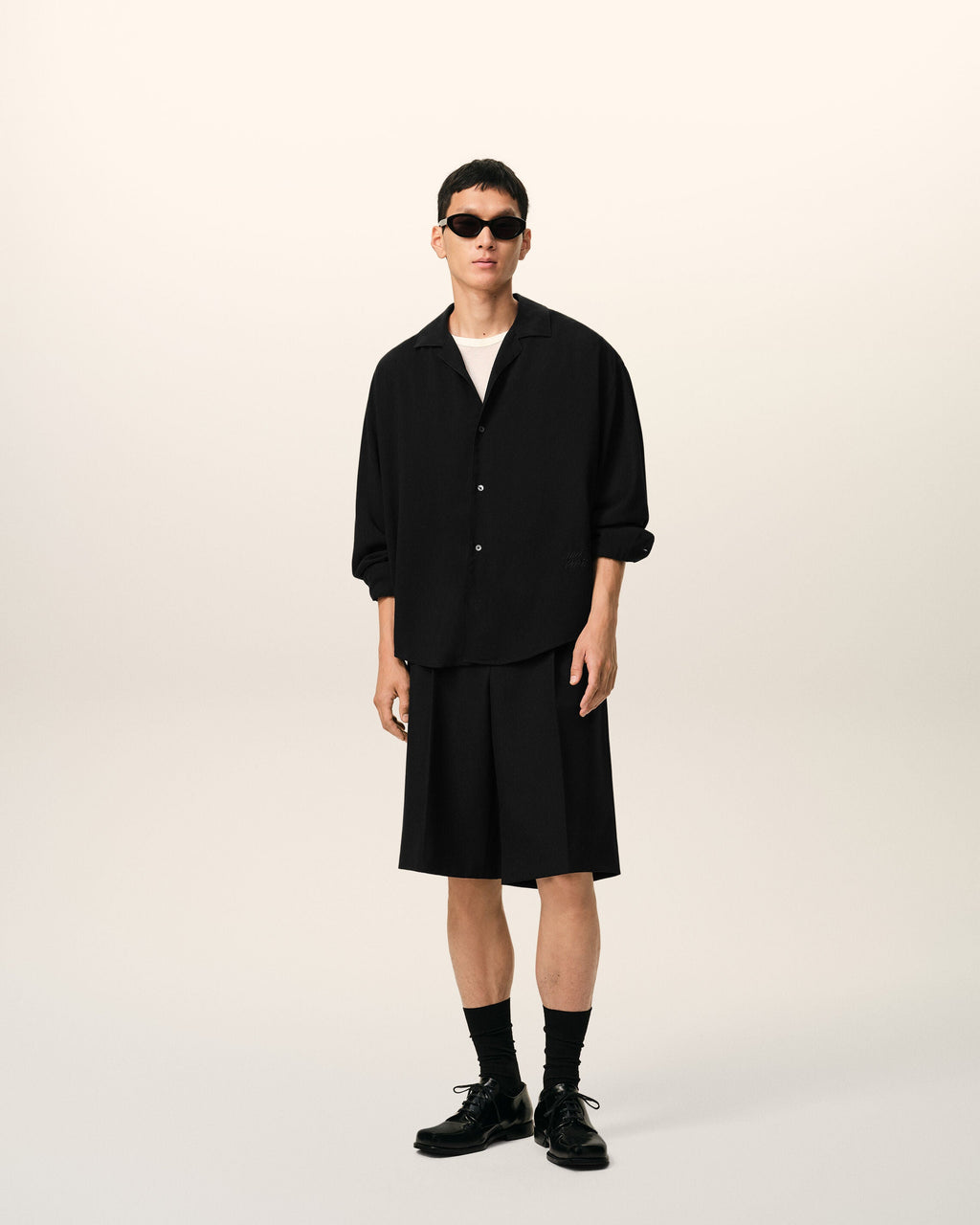 Black Boxy Embroidered Ami Paris Shirt