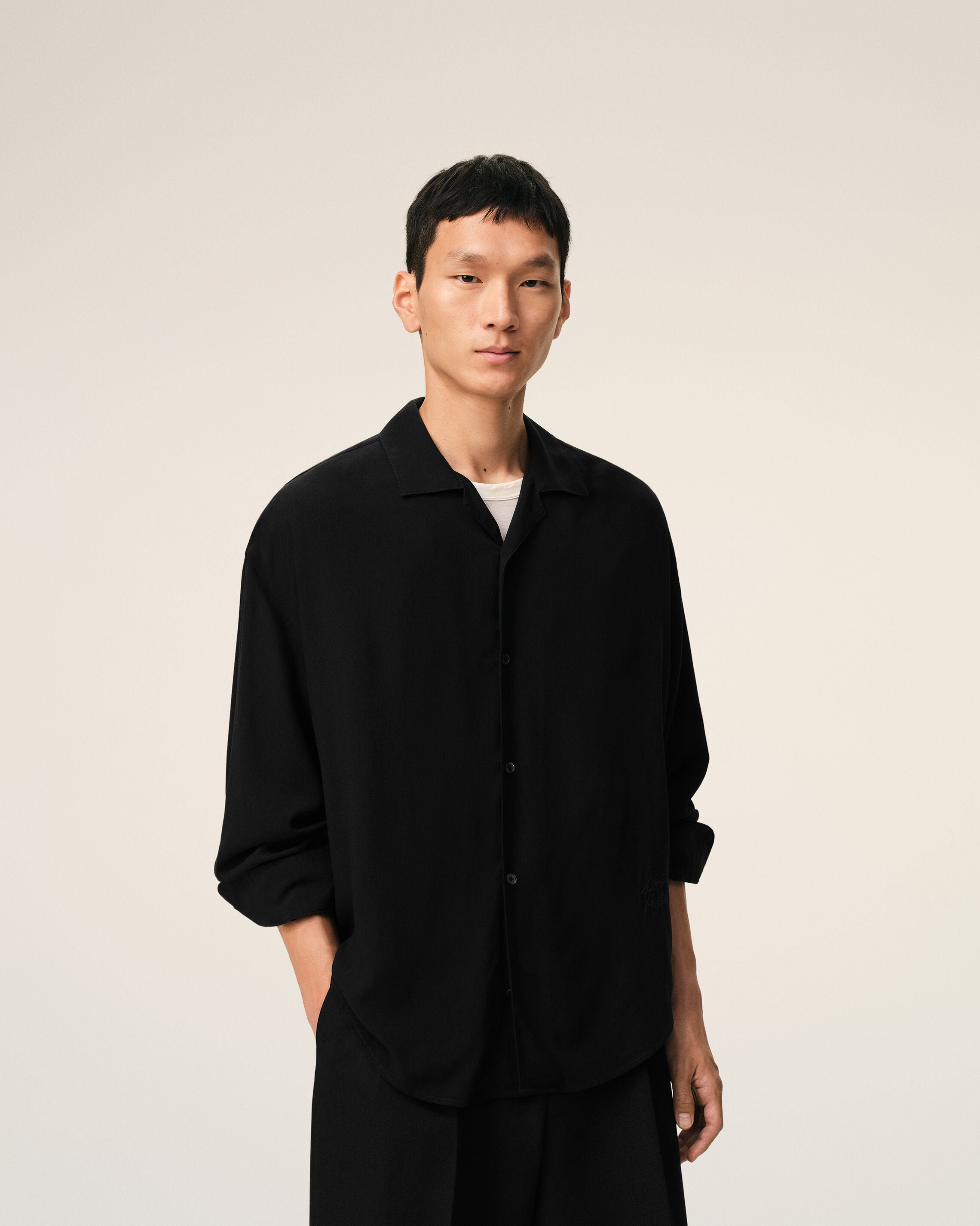 Black Boxy Embroidered Ami Paris Shirt