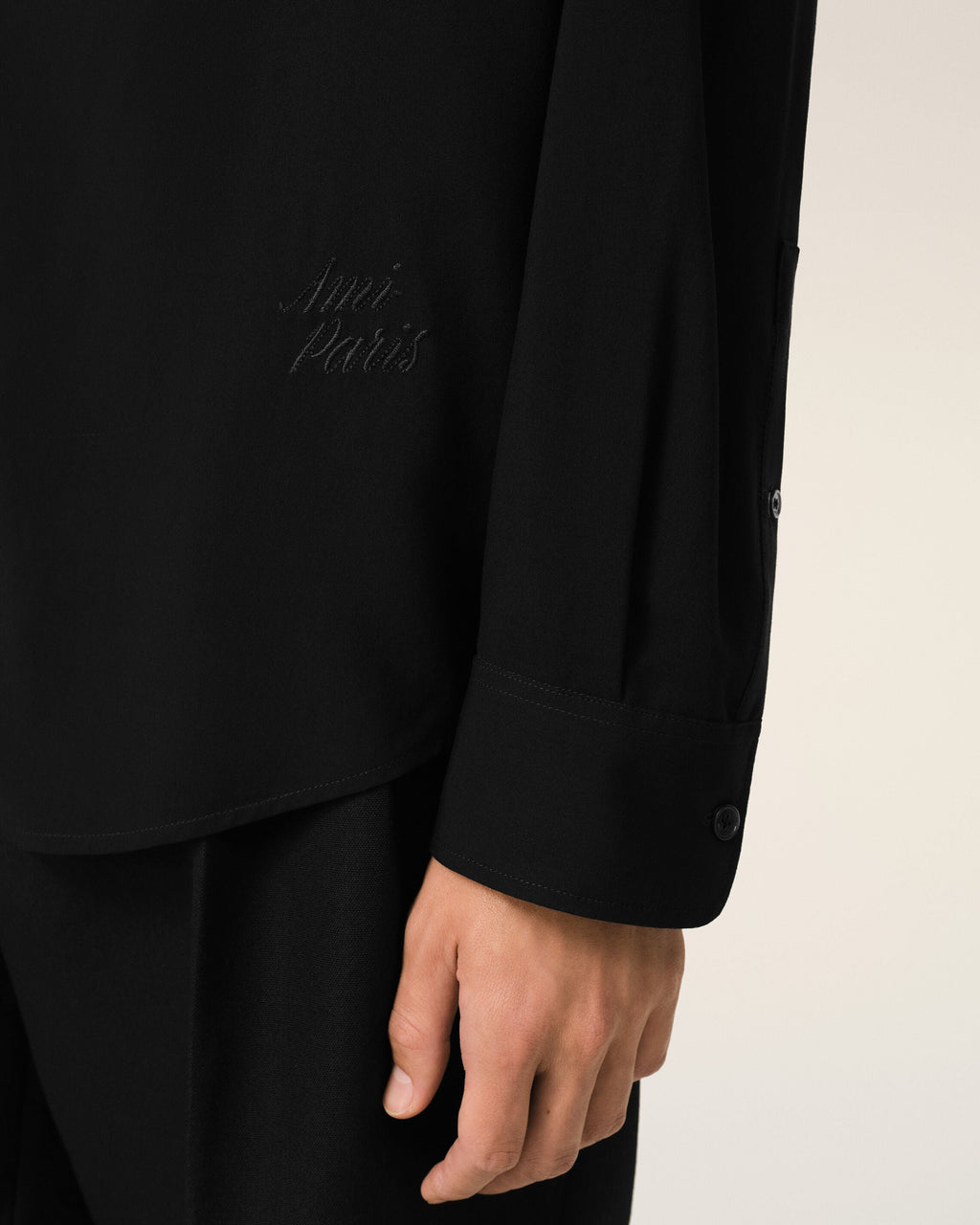 Black Boxy Embroidered Ami Paris Shirt