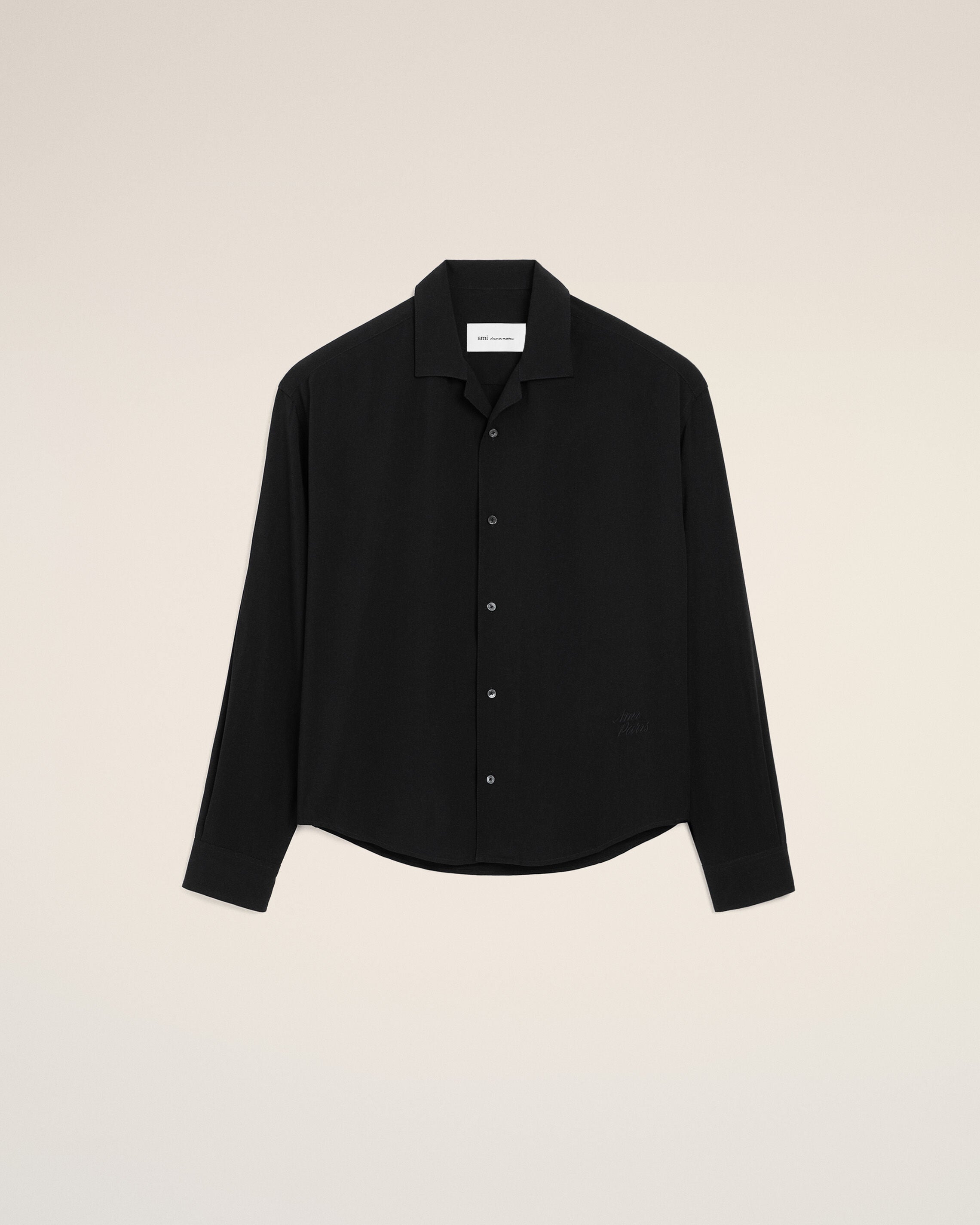 Black Boxy Embroidered Ami Paris Shirt