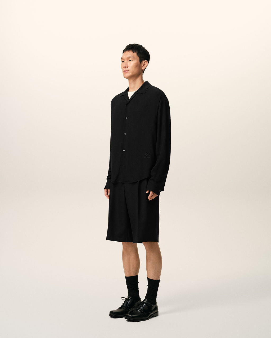 Black Boxy Embroidered Ami Paris Shirt