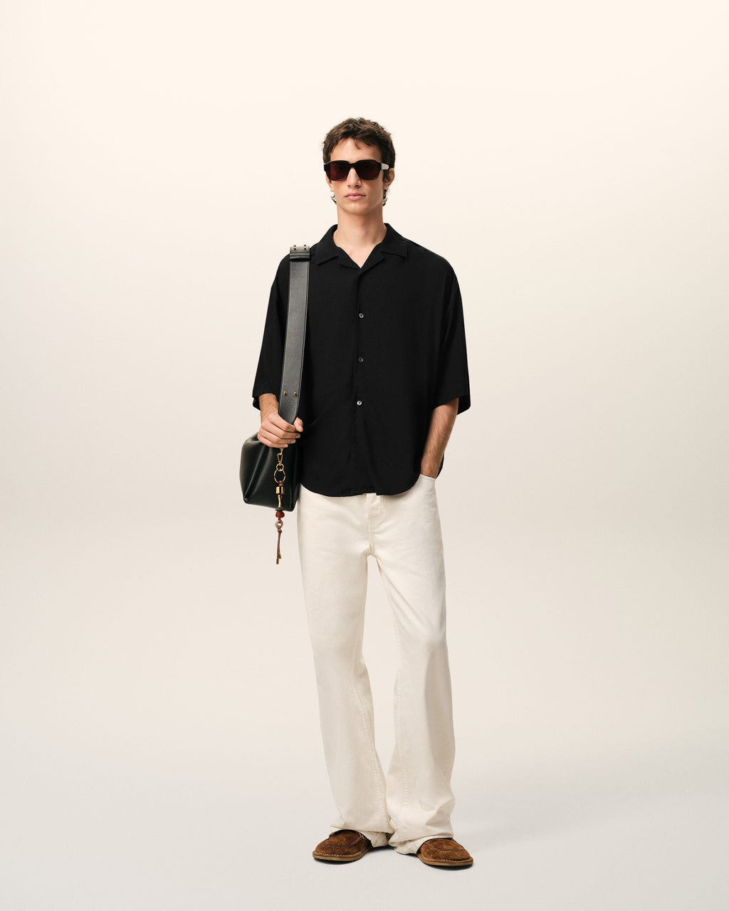 Black Short Sleeve Embroidered Ami Paris Boxy Shirt