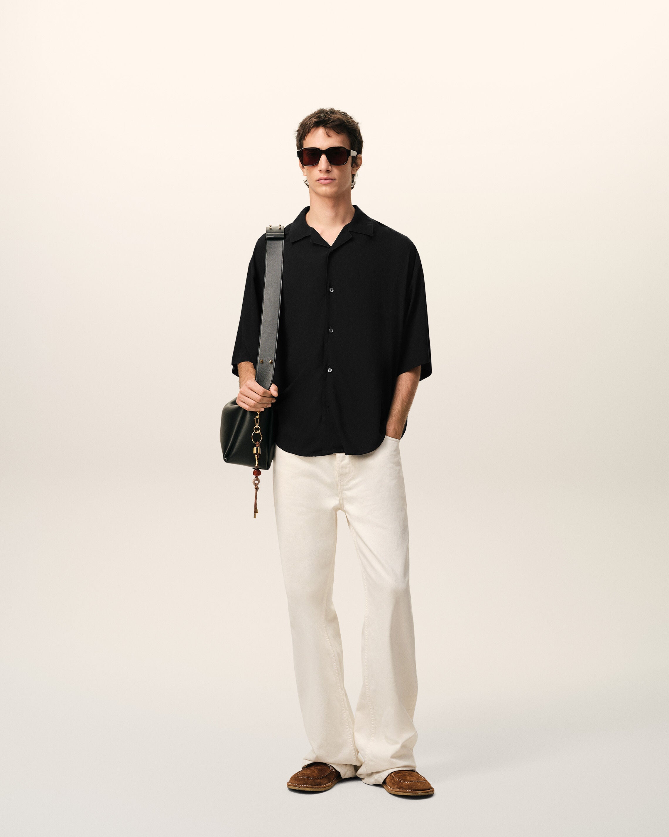 Black Short Sleeve Embroidered Ami Paris Boxy Shirt