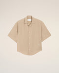 Beige Short Sleeve Embroidered Ami Paris Boxy Shirt