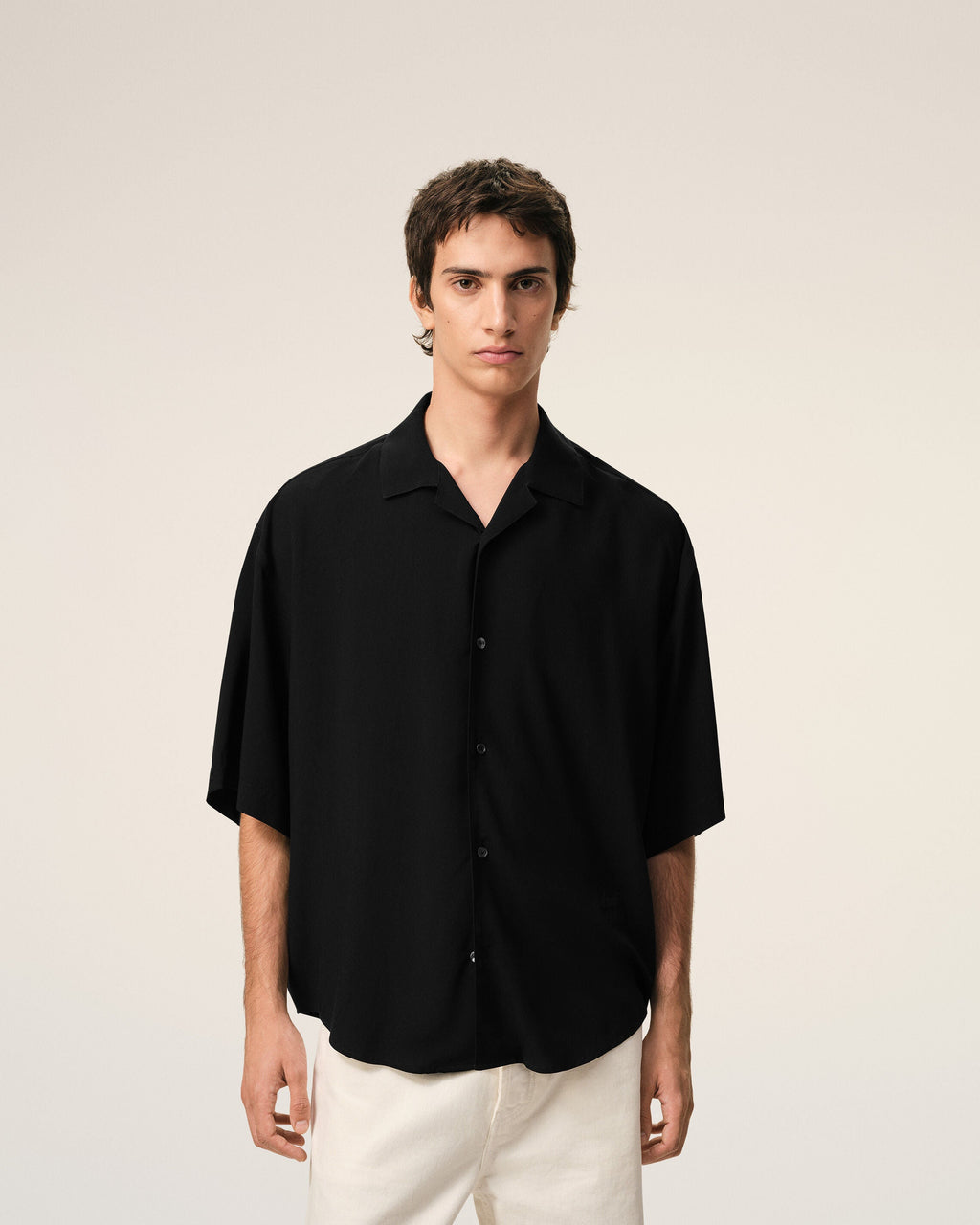 Black Short Sleeve Embroidered Ami Paris Boxy Shirt