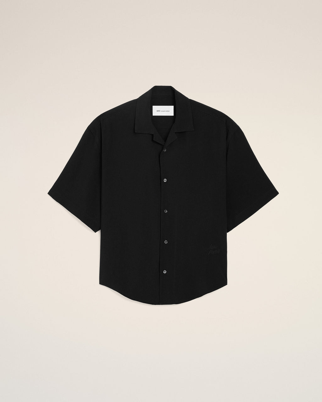 Black Short Sleeve Embroidered Ami Paris Boxy Shirt
