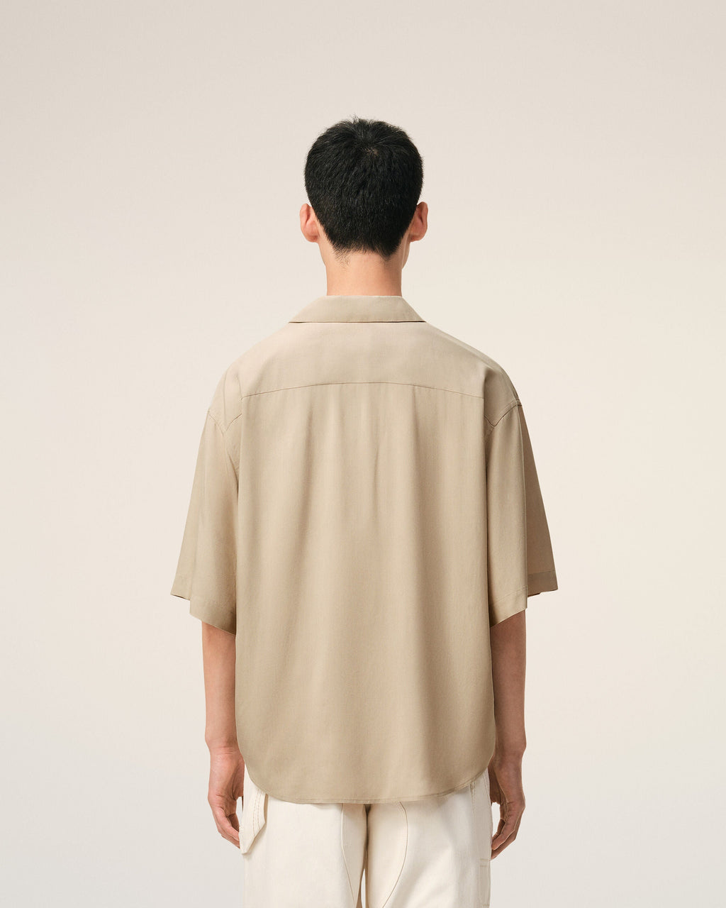 Beige Short Sleeve Embroidered Ami Paris Boxy Shirt