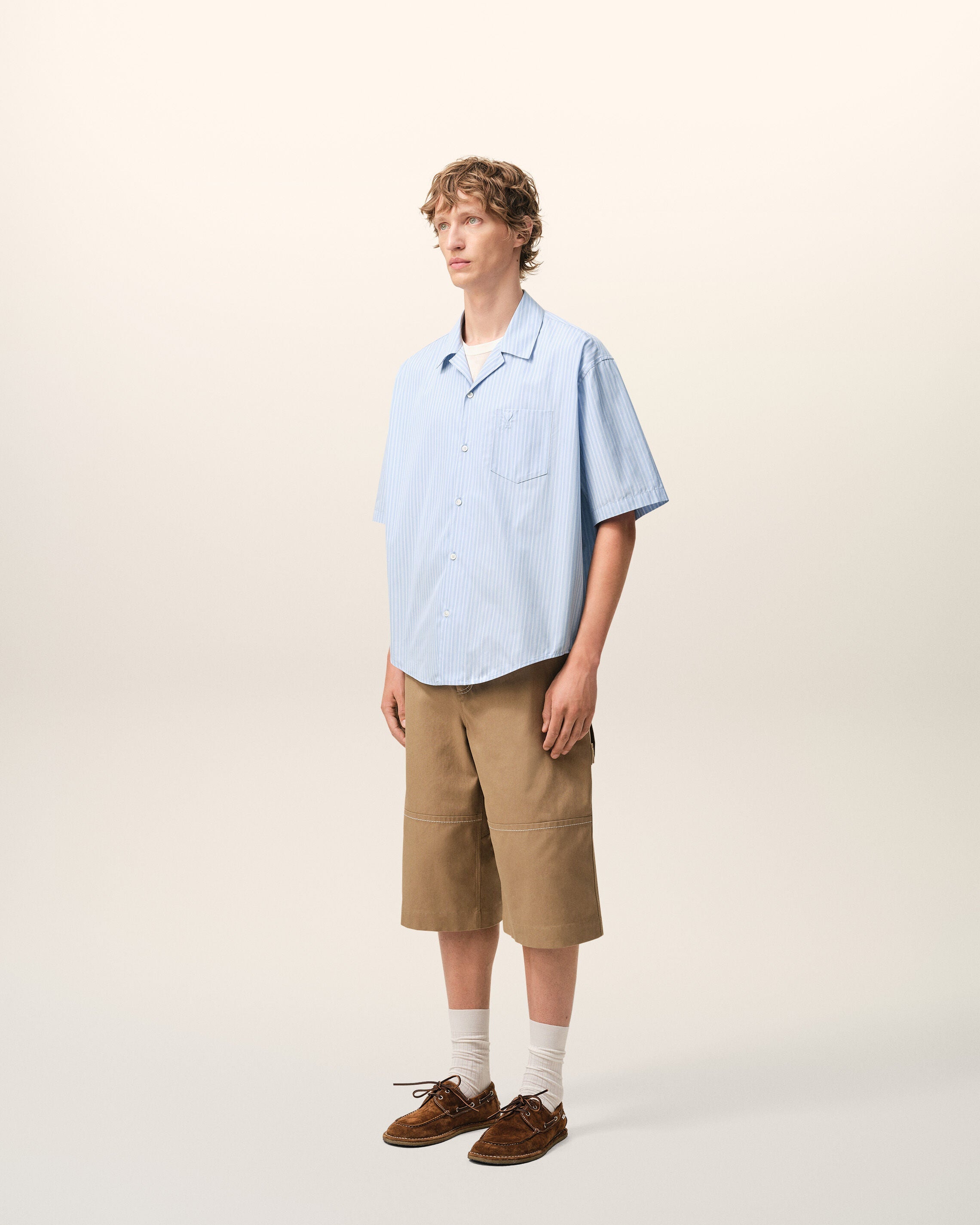 Blue Cotton Short Sleeve Ami De Coeur Boxy Shirt