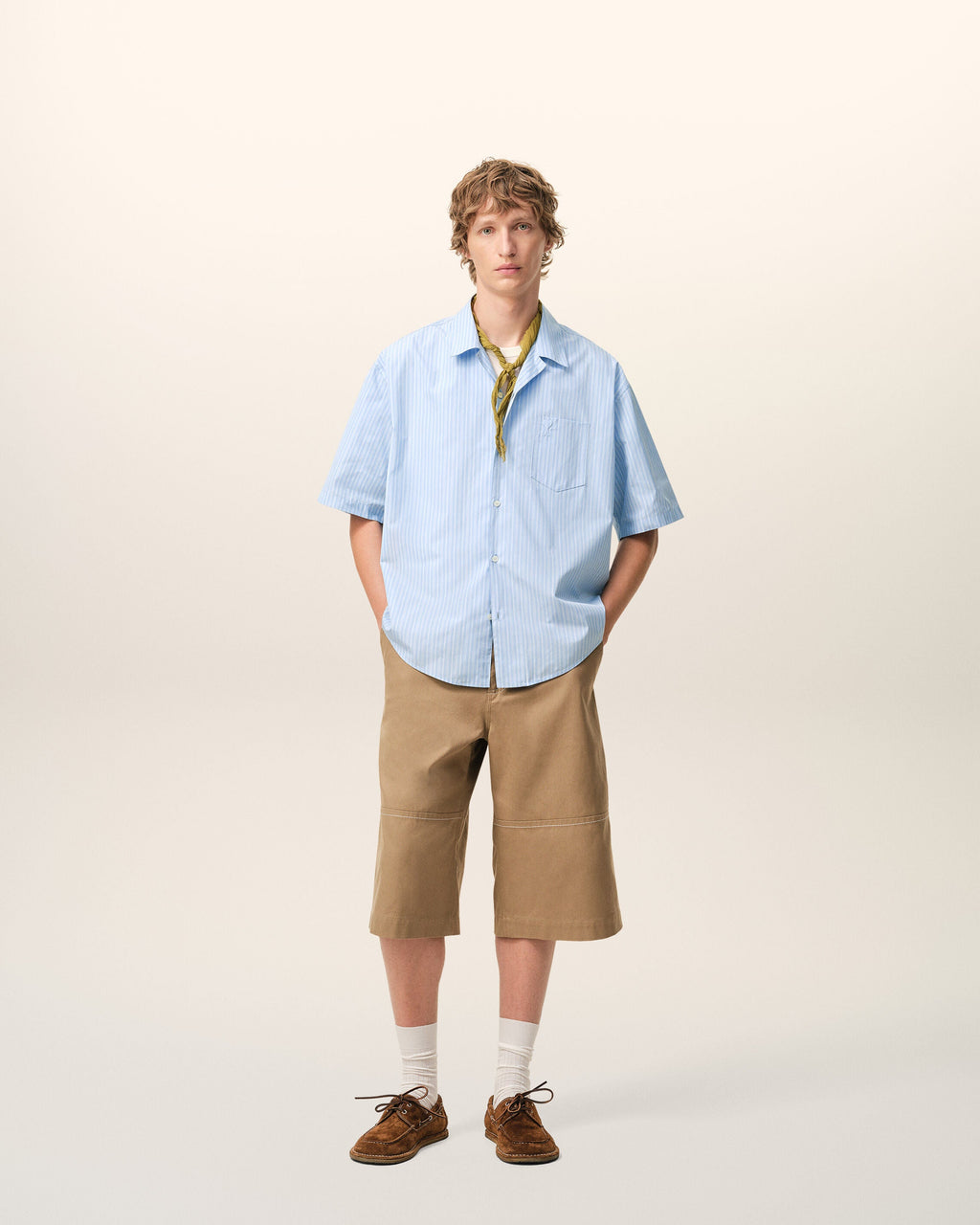 Blue Cotton Short Sleeve Ami De Coeur Boxy Shirt