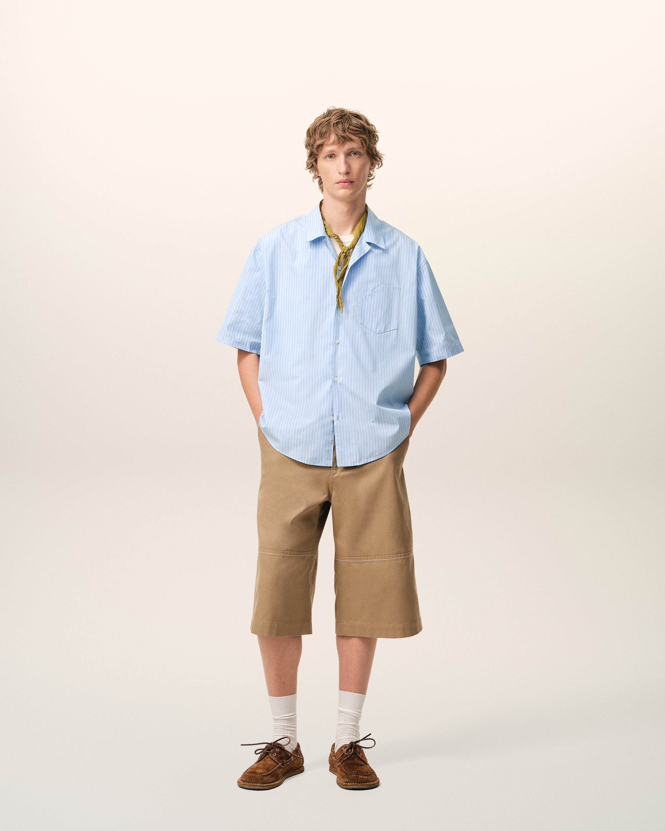Blue Cotton Short Sleeve Ami De Coeur Boxy Shirt