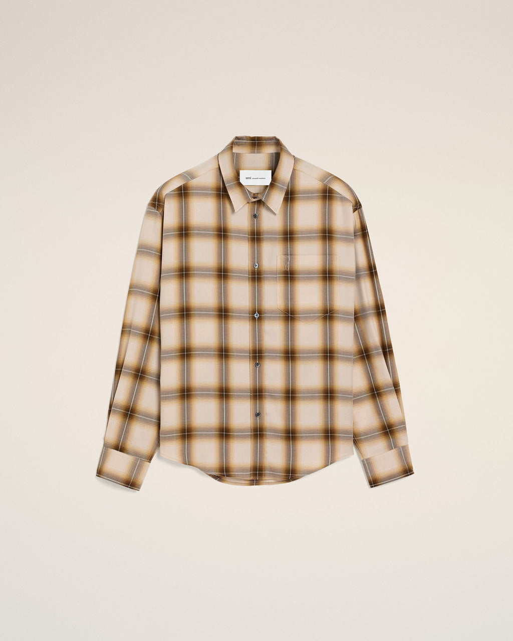 Boxy Beige Checkered Shirt Ami De Coeur In Canvas