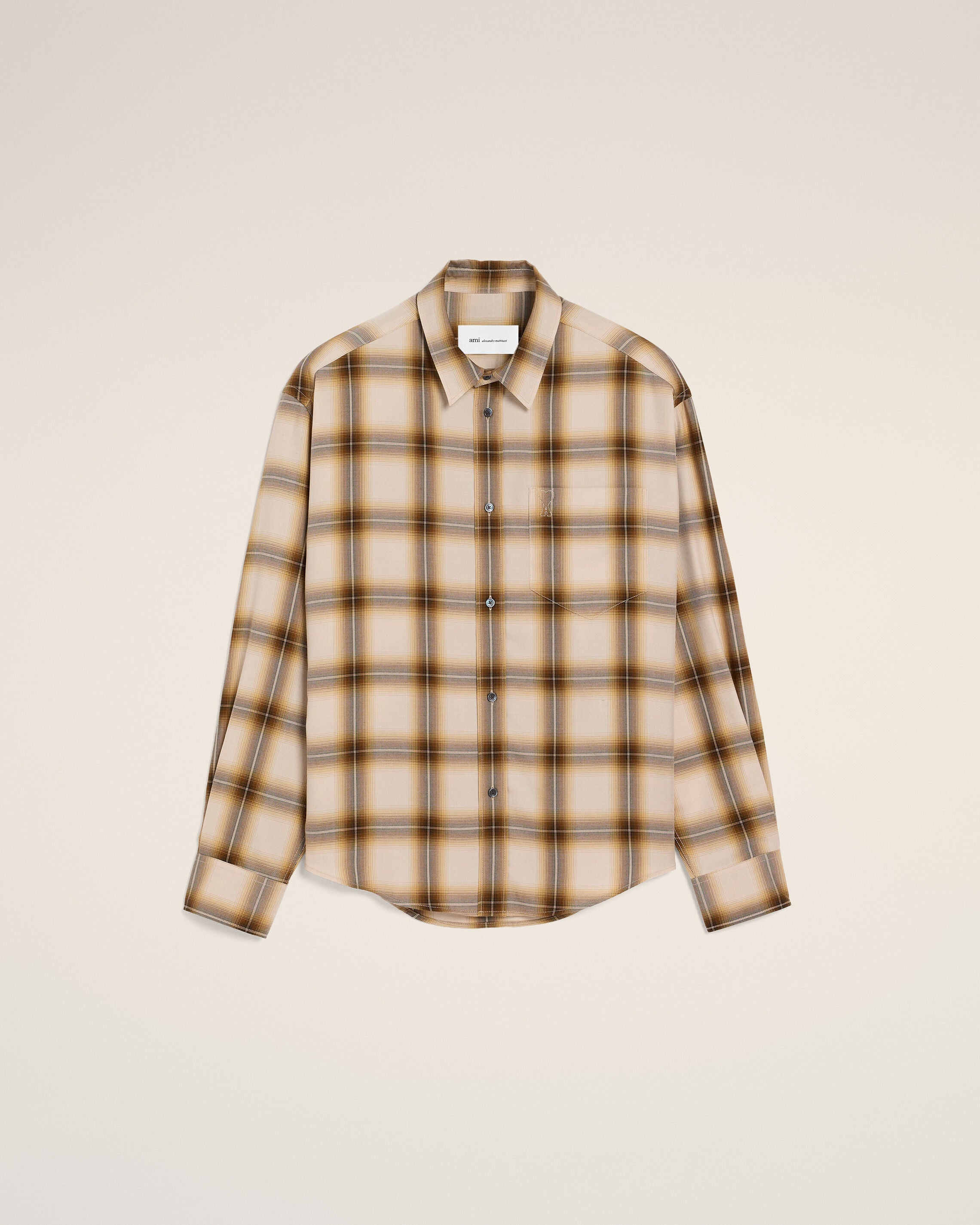 Boxy Beige Checkered Shirt Ami De Coeur In Canvas