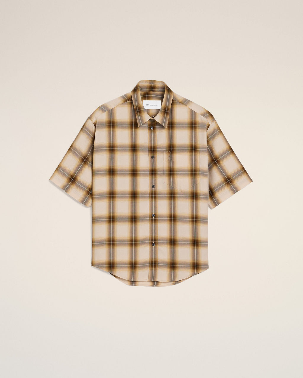 Boxy Beige Checkered Shirt Ami De Coeur In Canvas