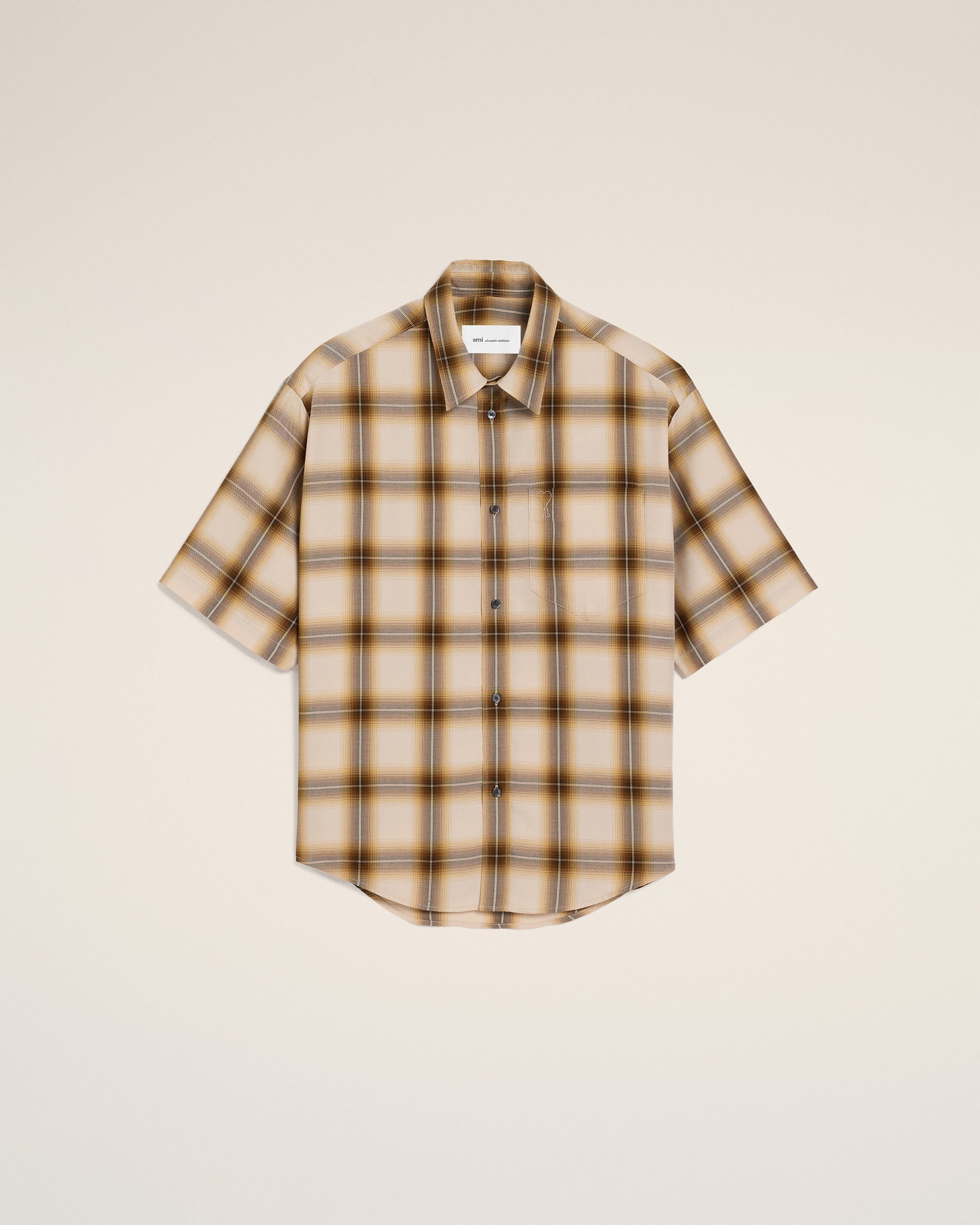 Boxy Beige Checkered Shirt Ami De Coeur In Canvas