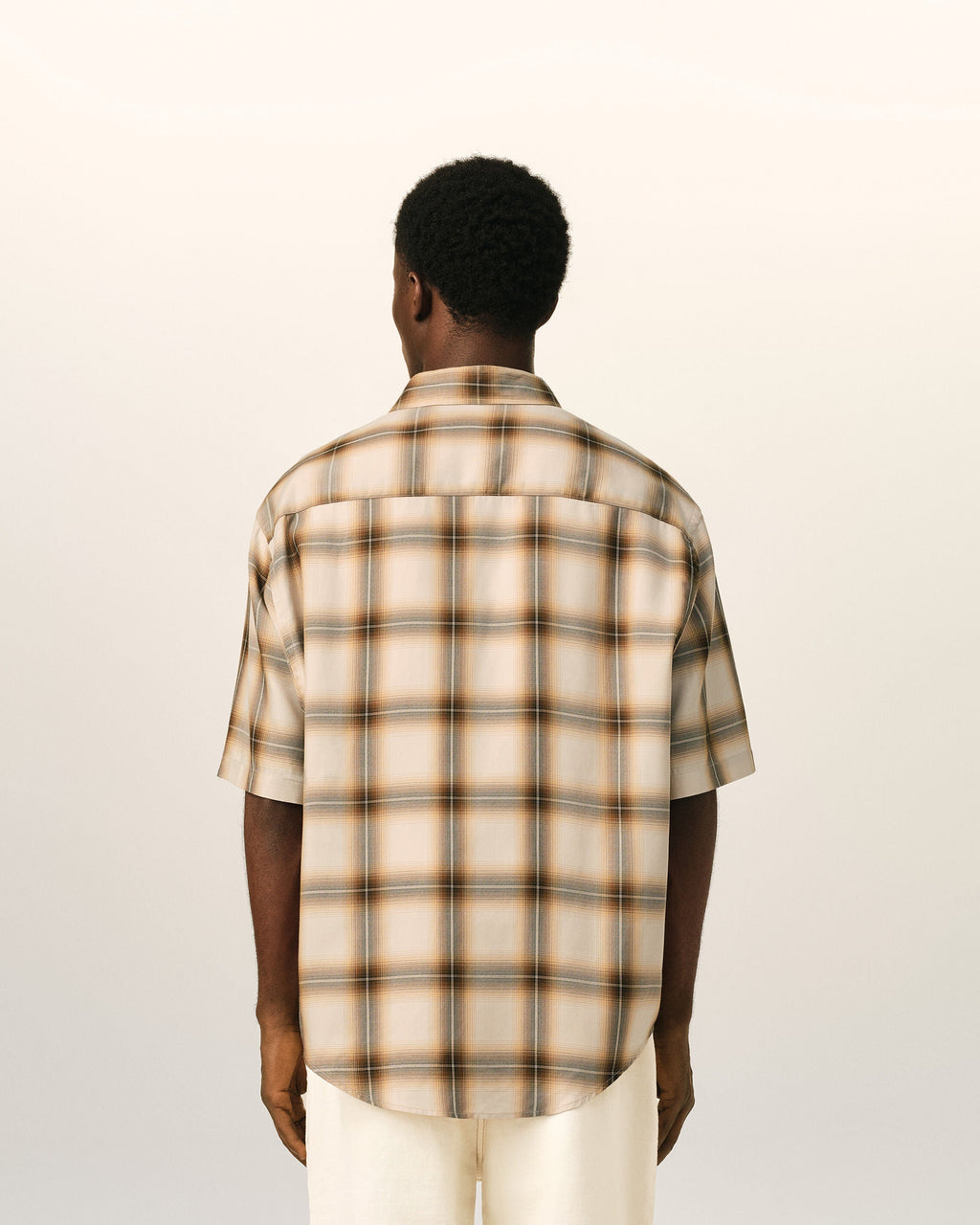 Boxy Beige Checkered Shirt Ami De Coeur In Canvas