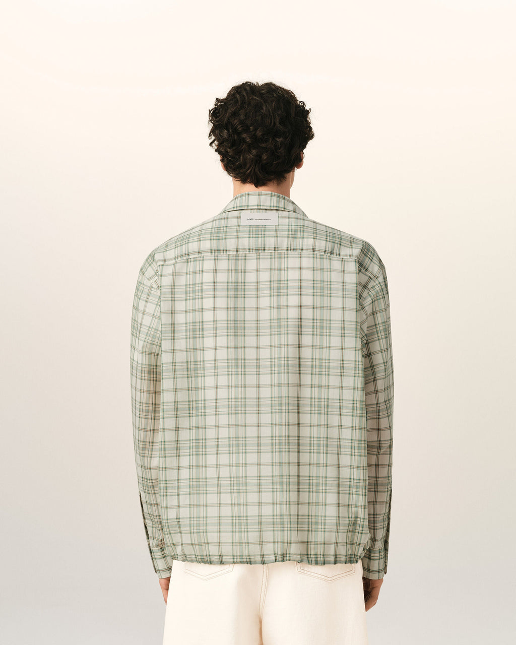 Green Boxy Cotton Checkered Shirt