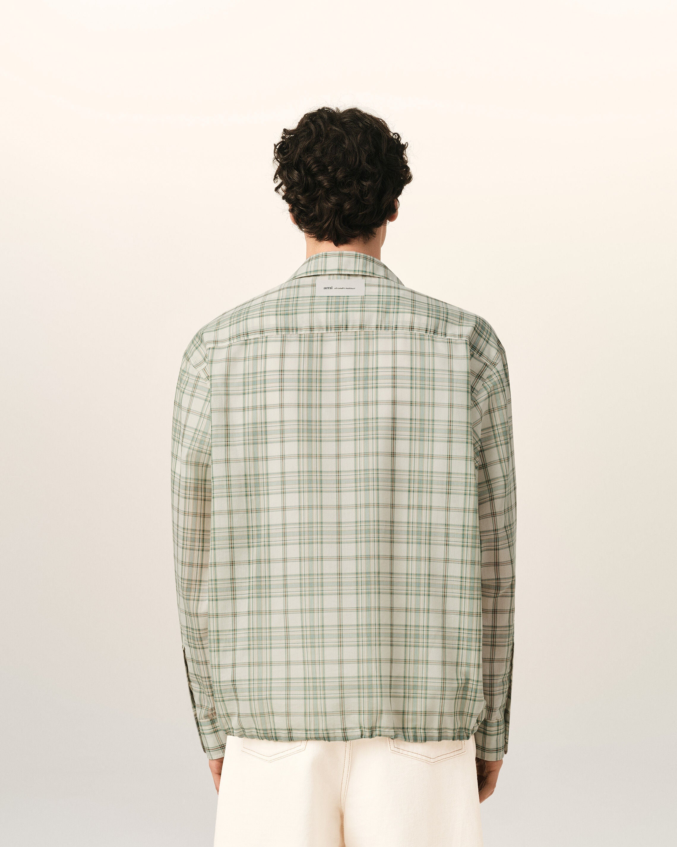 Green Boxy Cotton Checkered Shirt