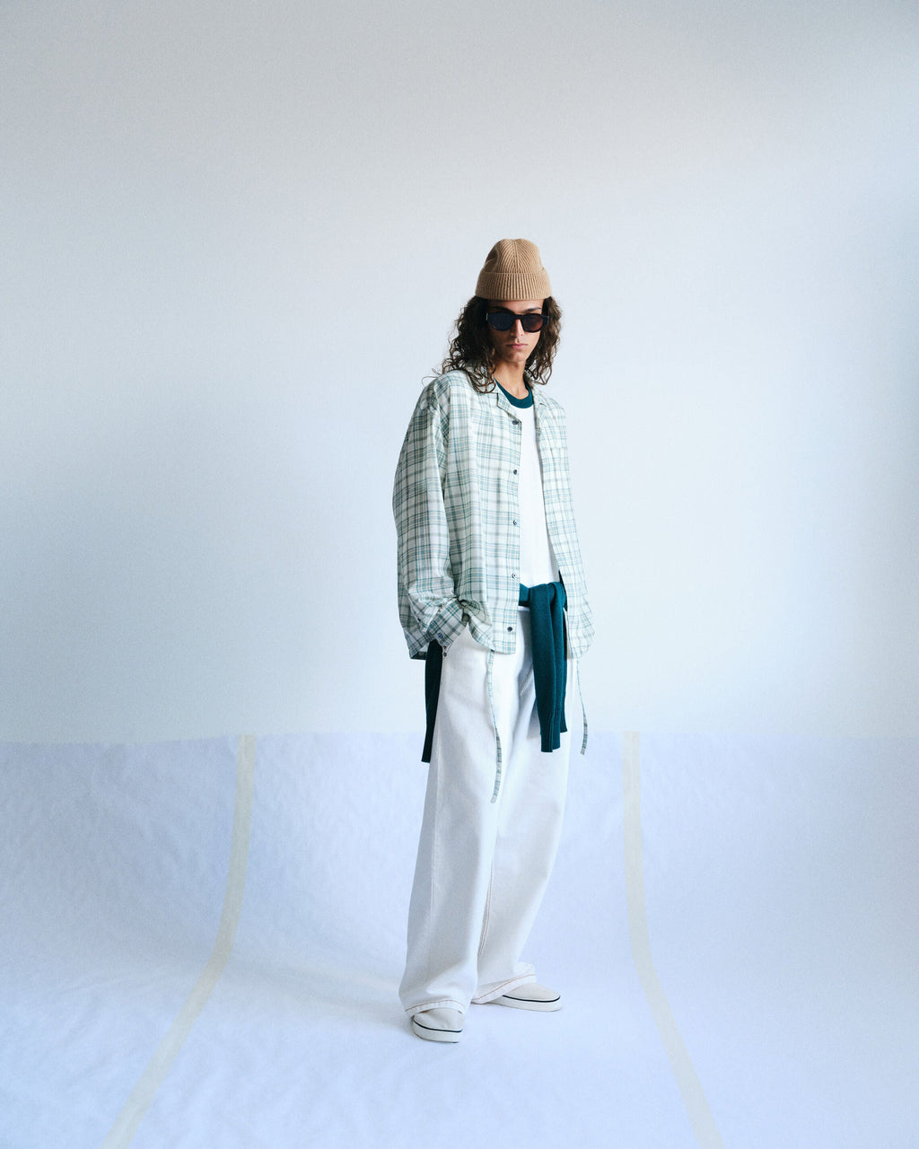 Green Boxy Cotton Checkered Shirt