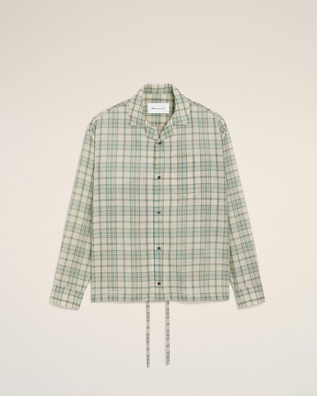 Green Boxy Cotton Checkered Shirt
