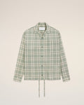 Green Boxy Cotton Checkered Shirt