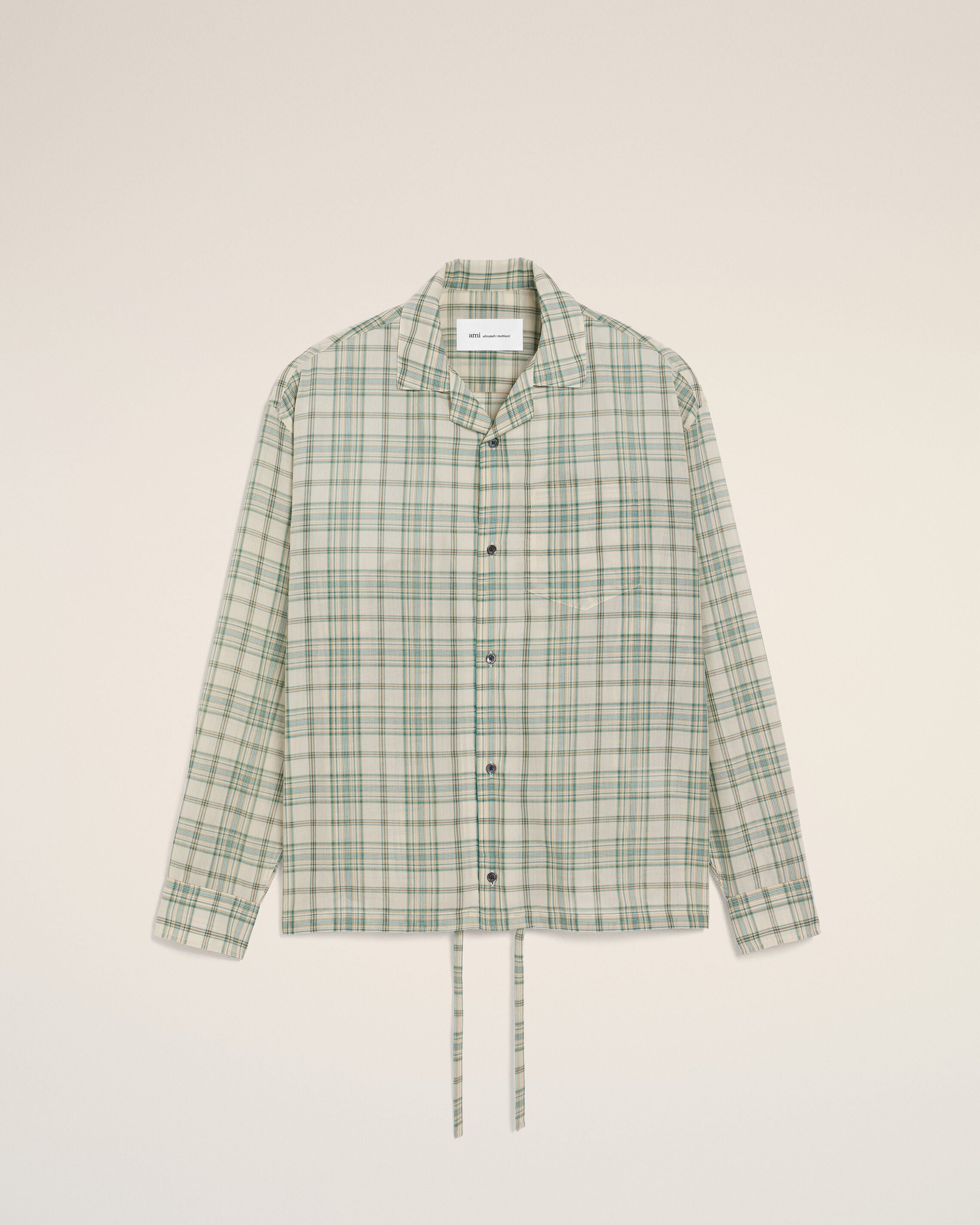 Green Boxy Cotton Checkered Shirt