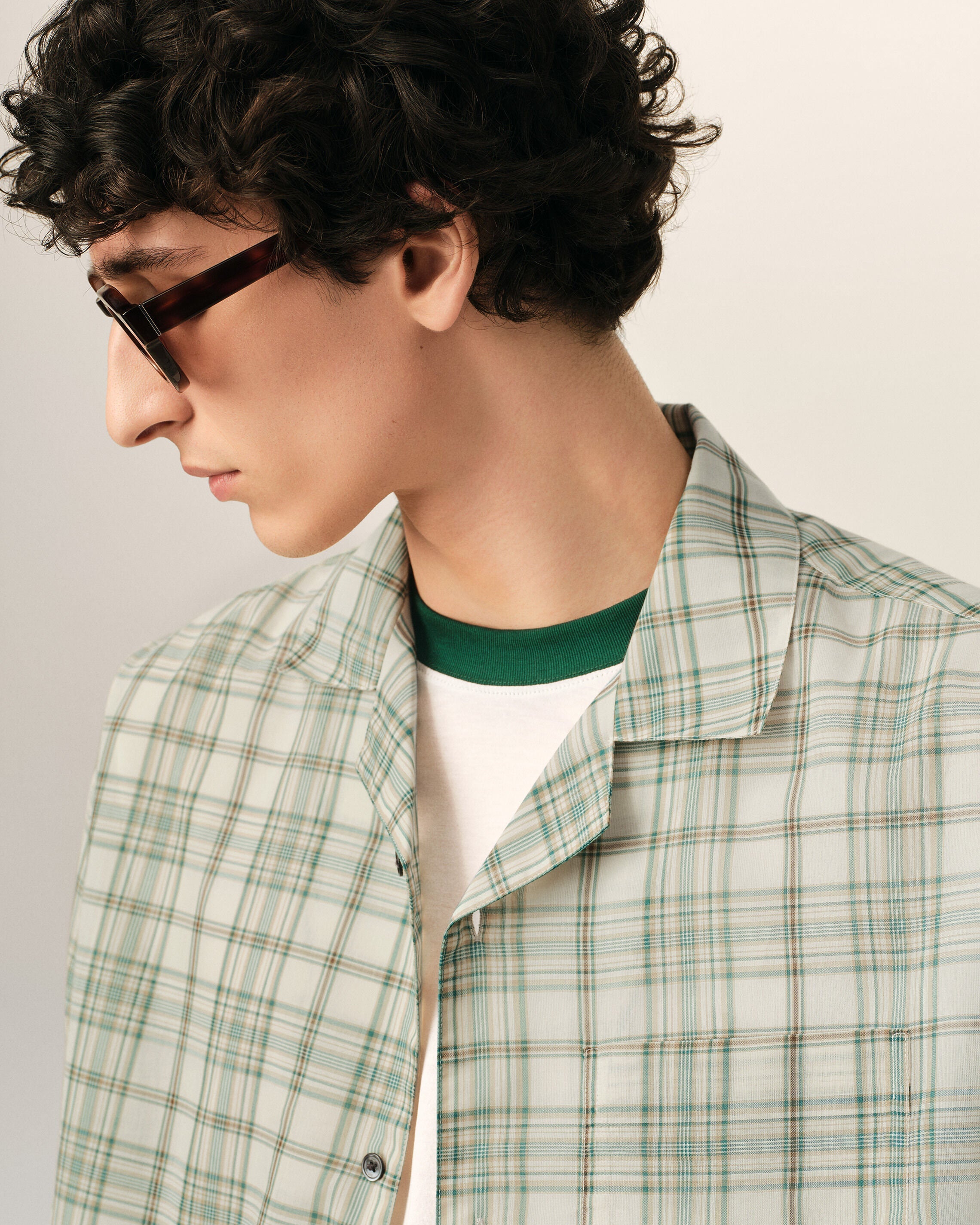 Green Boxy Cotton Checkered Shirt